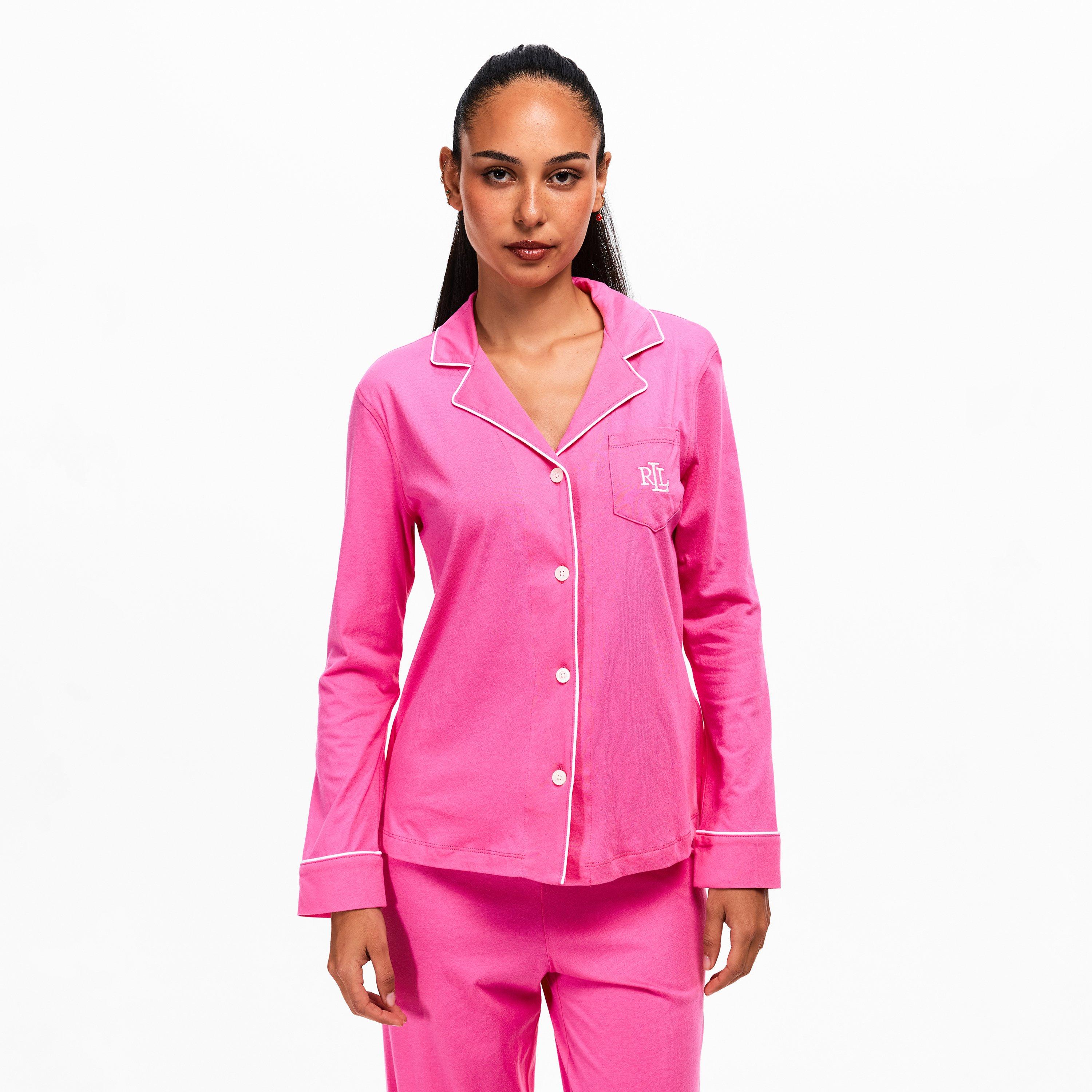Dark Pink - Lauren by Ralph Lauren - Womens Notch Pyjama Set - 3