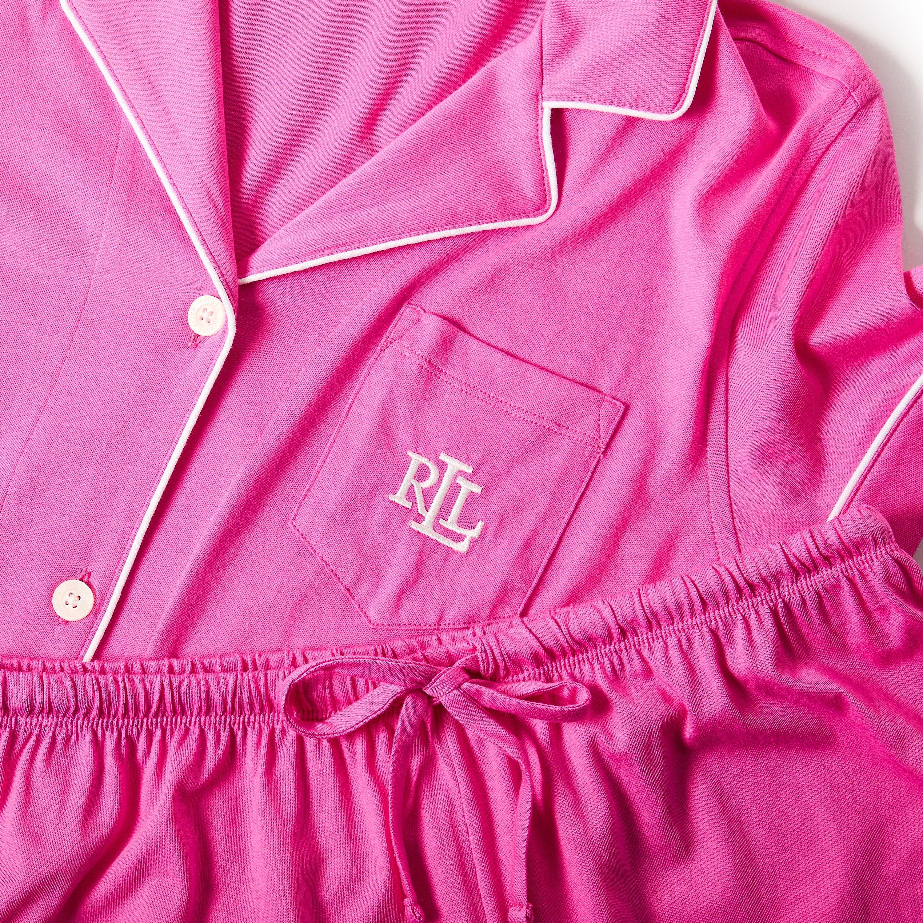 Dark Pink - Lauren by Ralph Lauren - Womens Notch Pyjama Set - 5