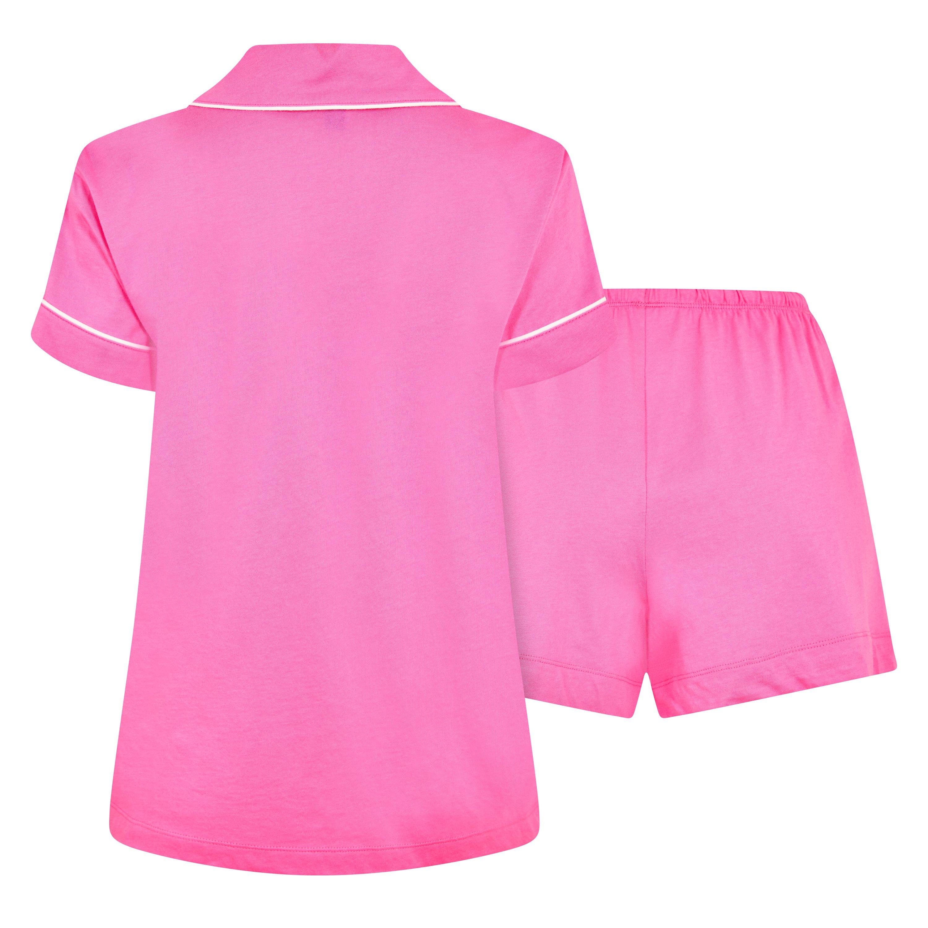 Dark Pink - Lauren by Ralph Lauren - Womens Notch Collar Short Sleeve Pyjama Set - 2