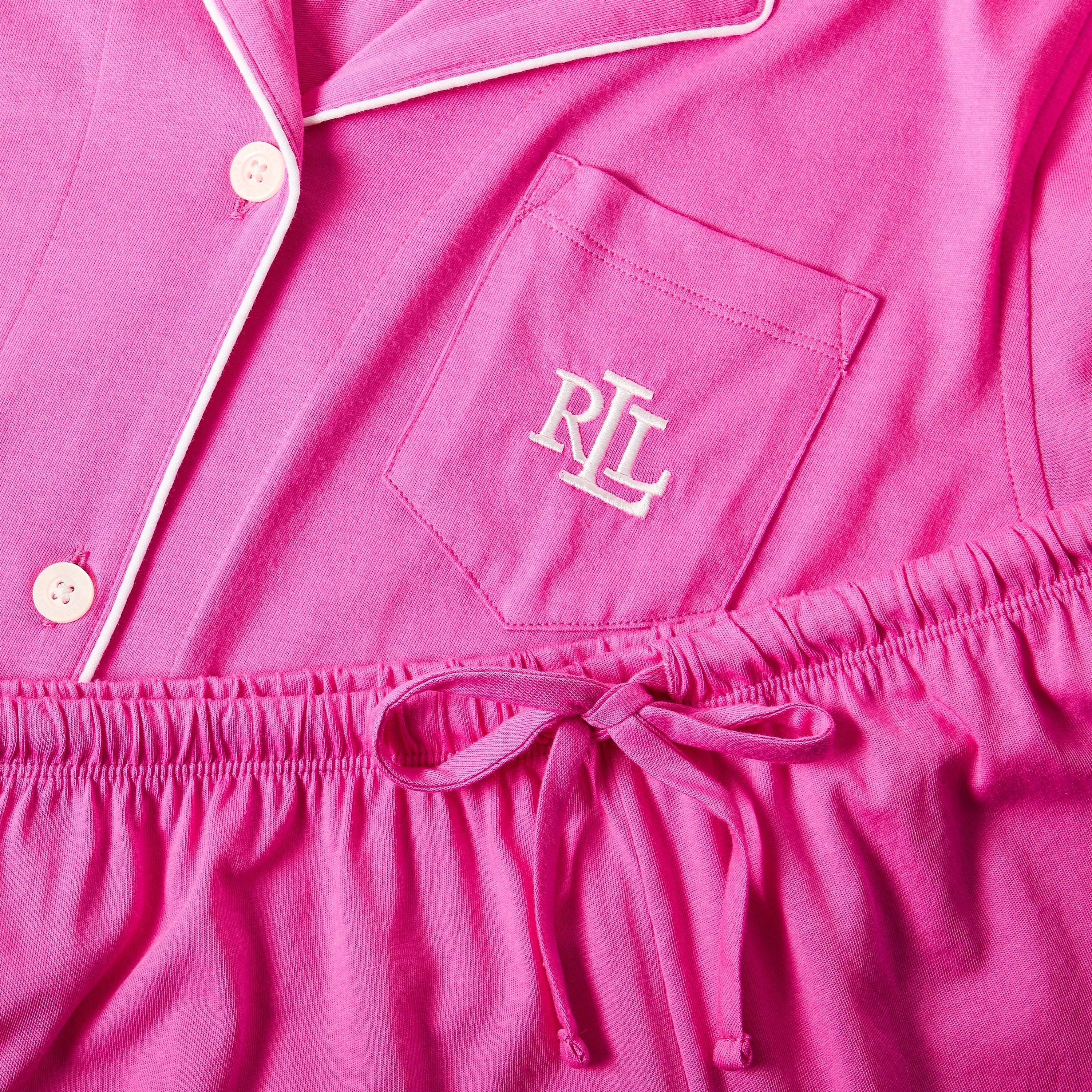 Dark Pink - Lauren by Ralph Lauren - Womens Notch Collar Short Sleeve Pyjama Set - 5