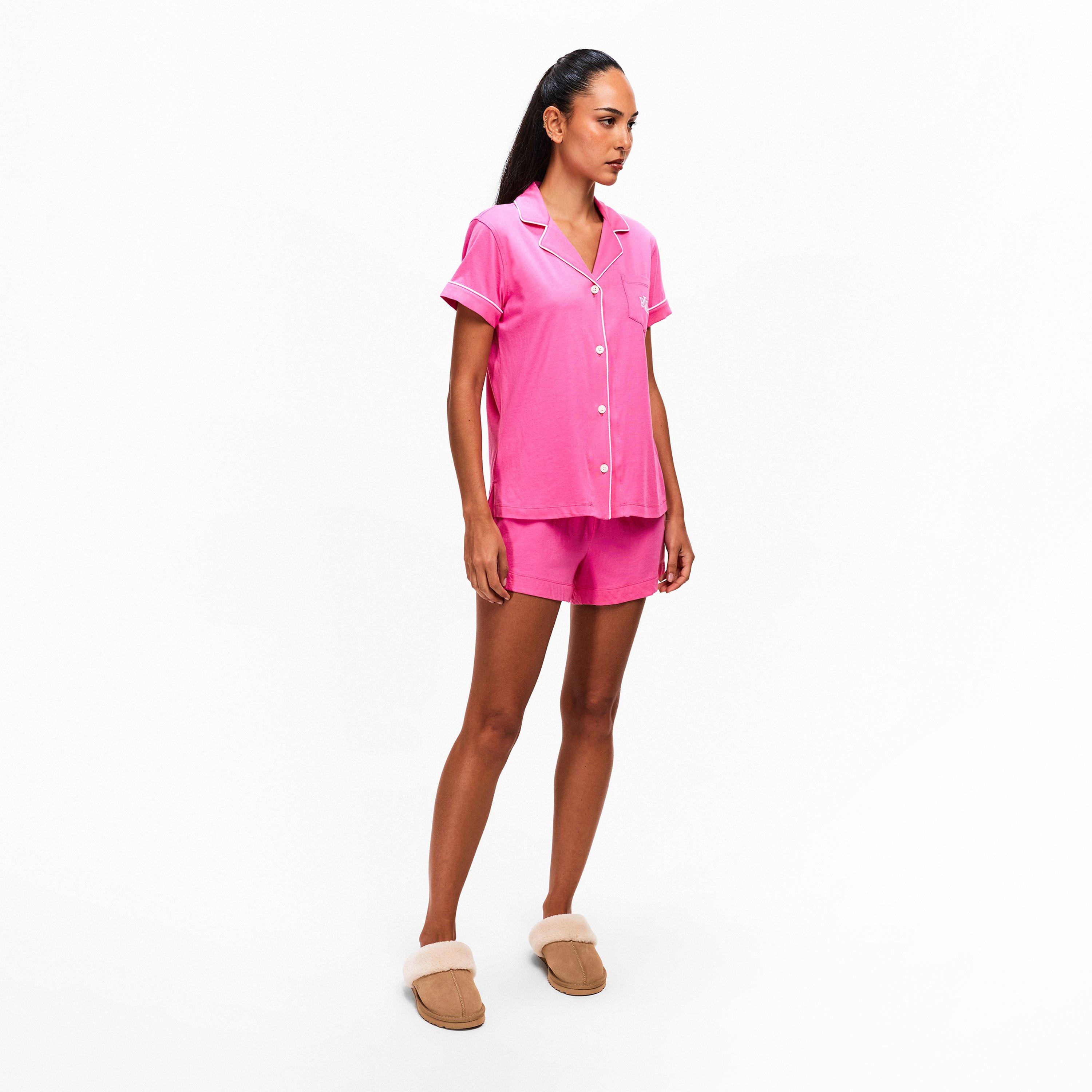 Dark Pink - Lauren by Ralph Lauren - Womens Notch Collar Short Sleeve Pyjama Set - 6
