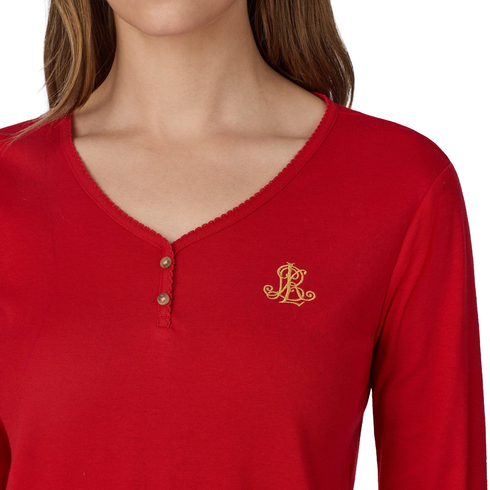 Redplaid - Lauren by Ralph Lauren - Women's Long-Sleeve Jersey Pyjama Set - 3
