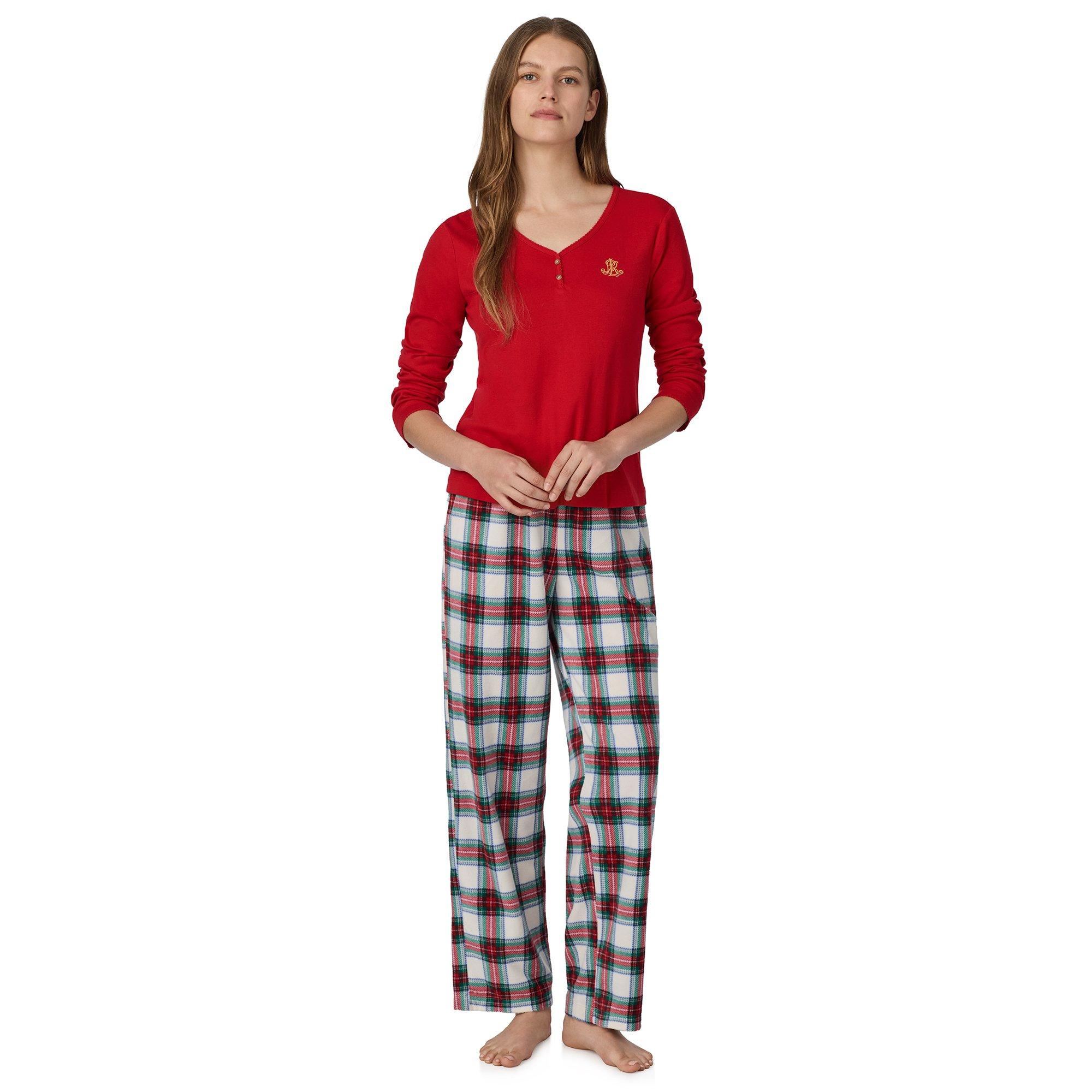 Redplaid - Lauren by Ralph Lauren - Women's Long-Sleeve Jersey Pyjama Set - 4