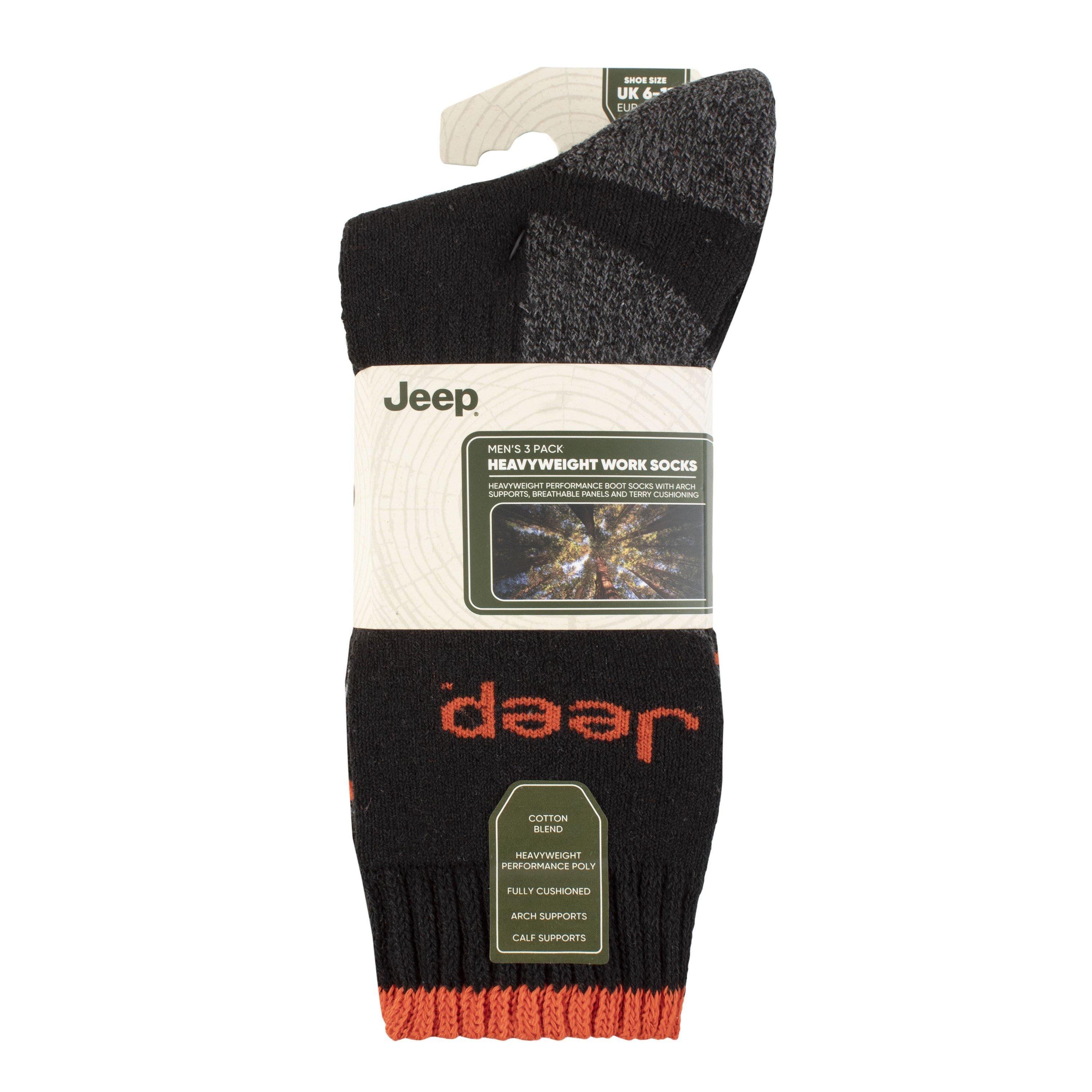Negro/Naranja - Jeep - 3 Pack Work Boot Socks Mens - 2