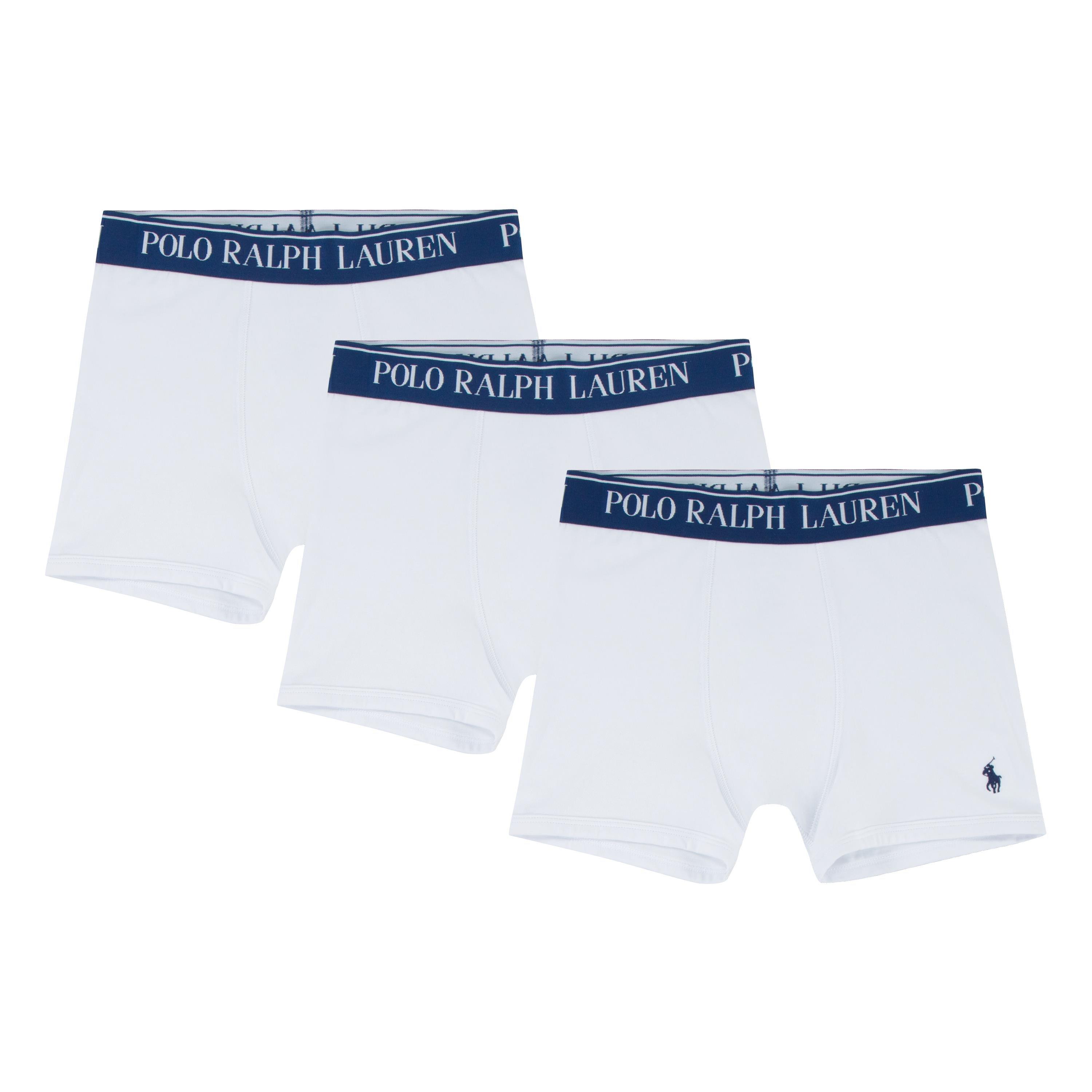 Polo Ralph Lauren Boys Kids' 3-Pack Cotton Stretch Mid Rise Trunks - White - 14Y (XL)
