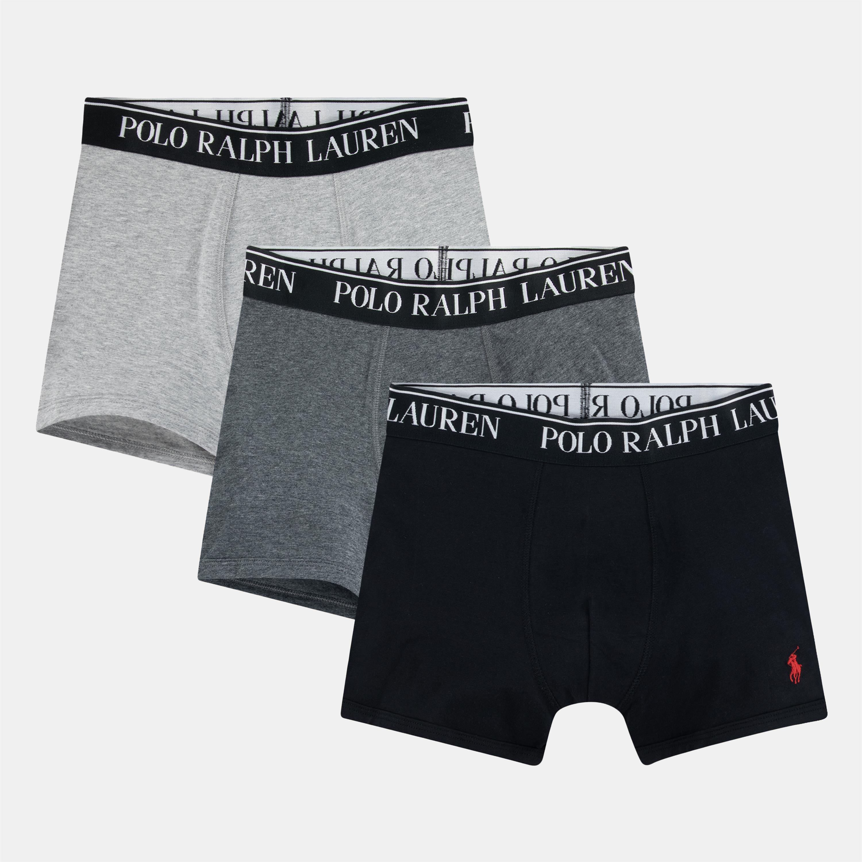 Polo Ralph Lauren Boys Kids' 3-Pack Cotton Stretch Mid Rise Trunks - Heather G9i - XL/14Y