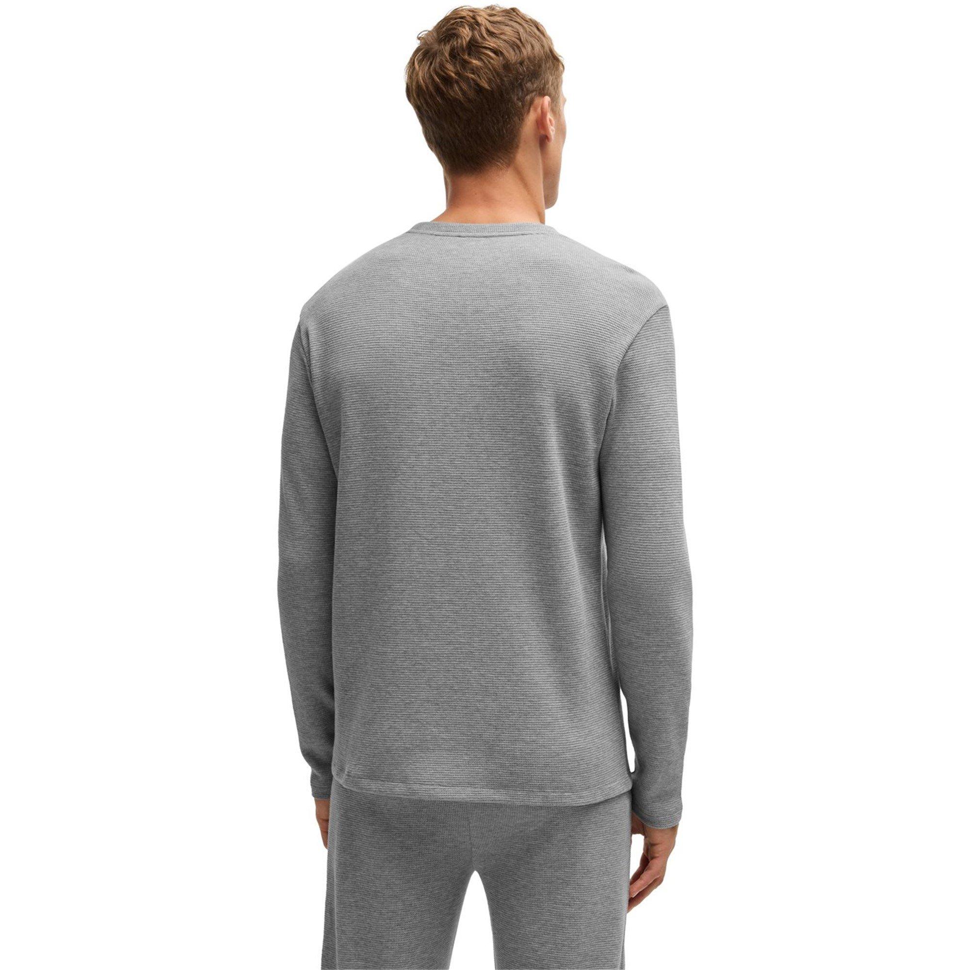 Medium Grey 033 - Boss - Men's BW Waffle Long-Sleeve T-Shirt, Waffle Texture - 2