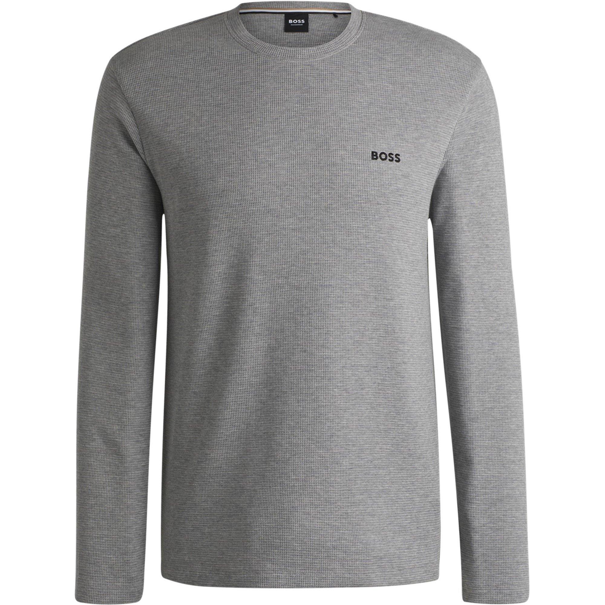 Medium Grey 033 - Boss - Men's BW Waffle Long-Sleeve T-Shirt, Waffle Texture - 5