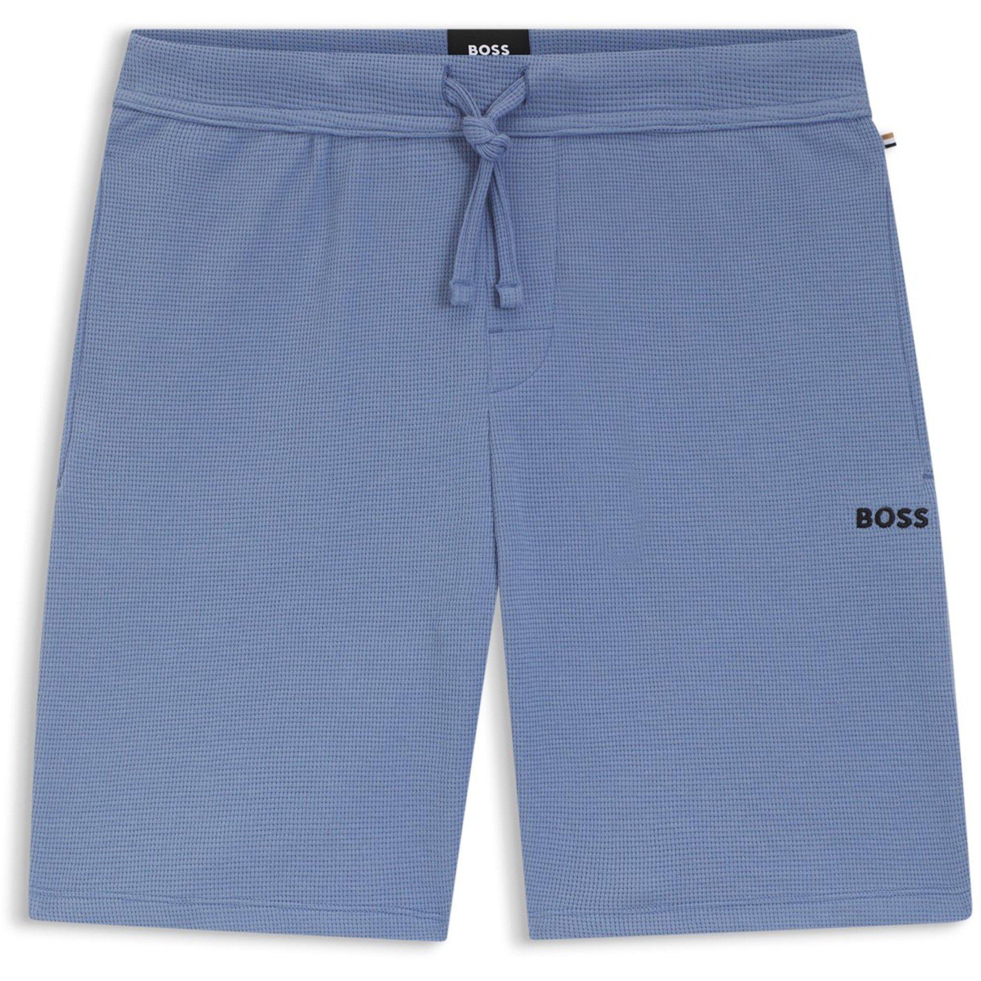 Boss Men's Embroidered Waffle Pyjama Shorts - Lt/Pastel Blue - Small