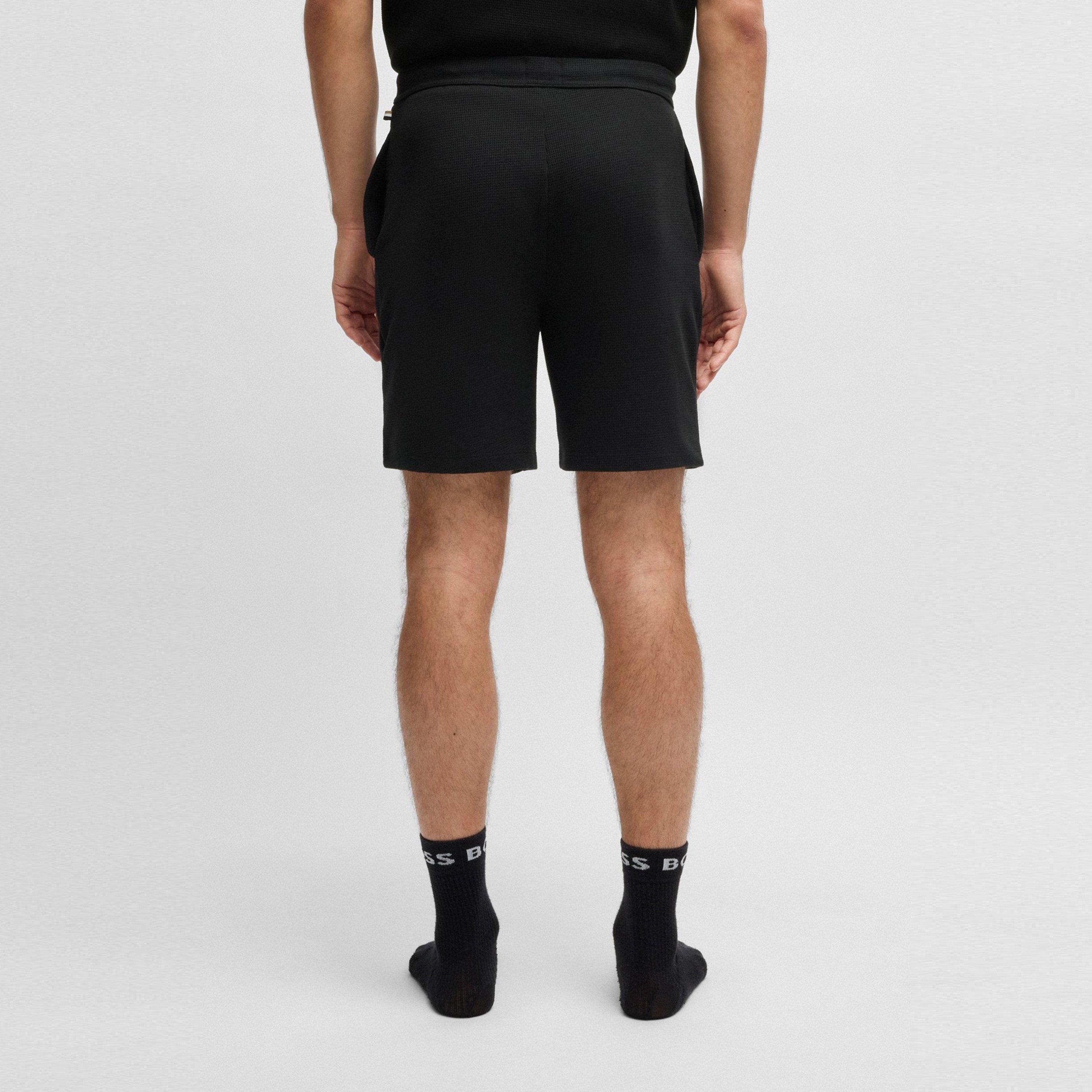 Black 001 - Boss - Embroidered Waffle Pyjama Shorts - 3