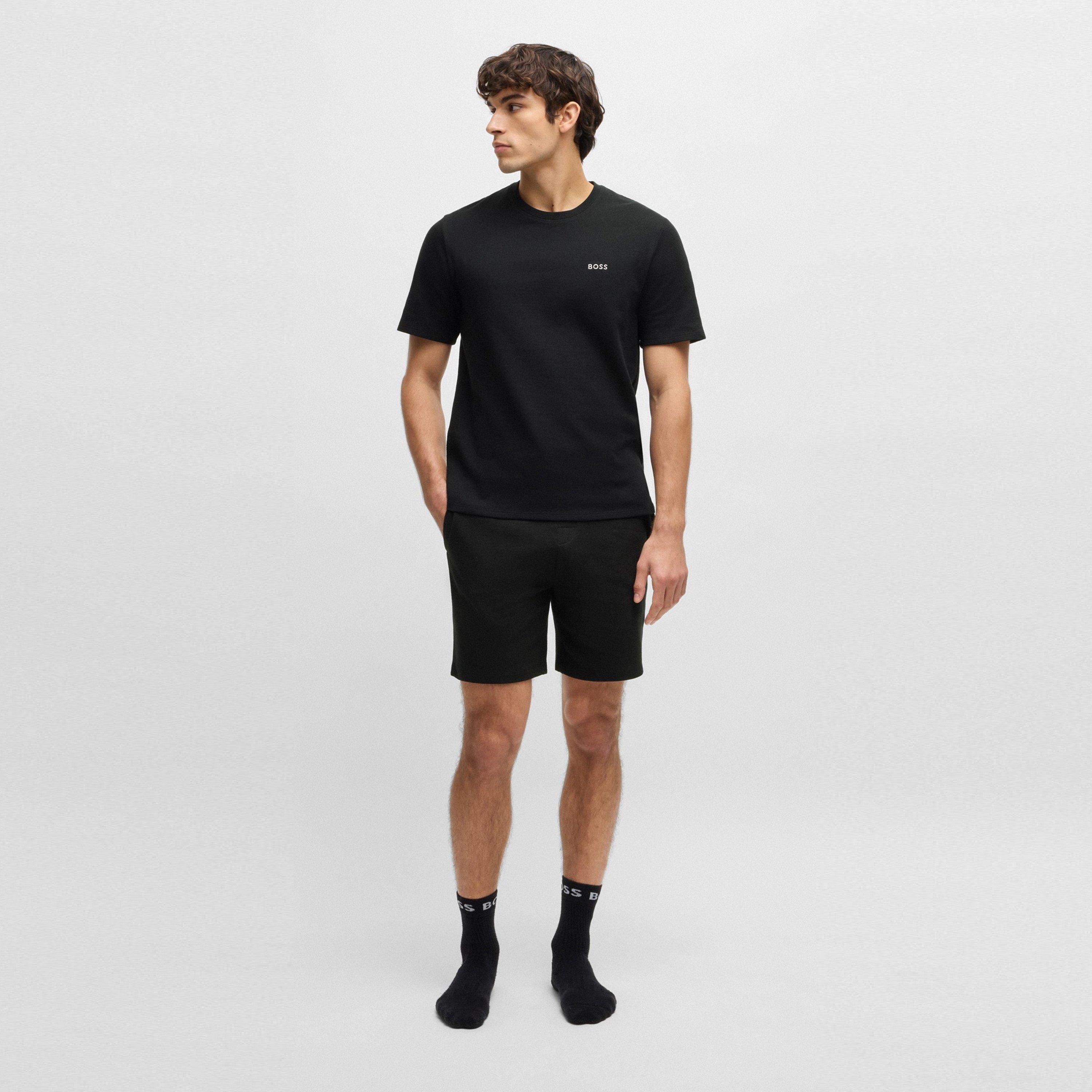 Black 001 - Boss - Embroidered Waffle Pyjama Shorts - 5