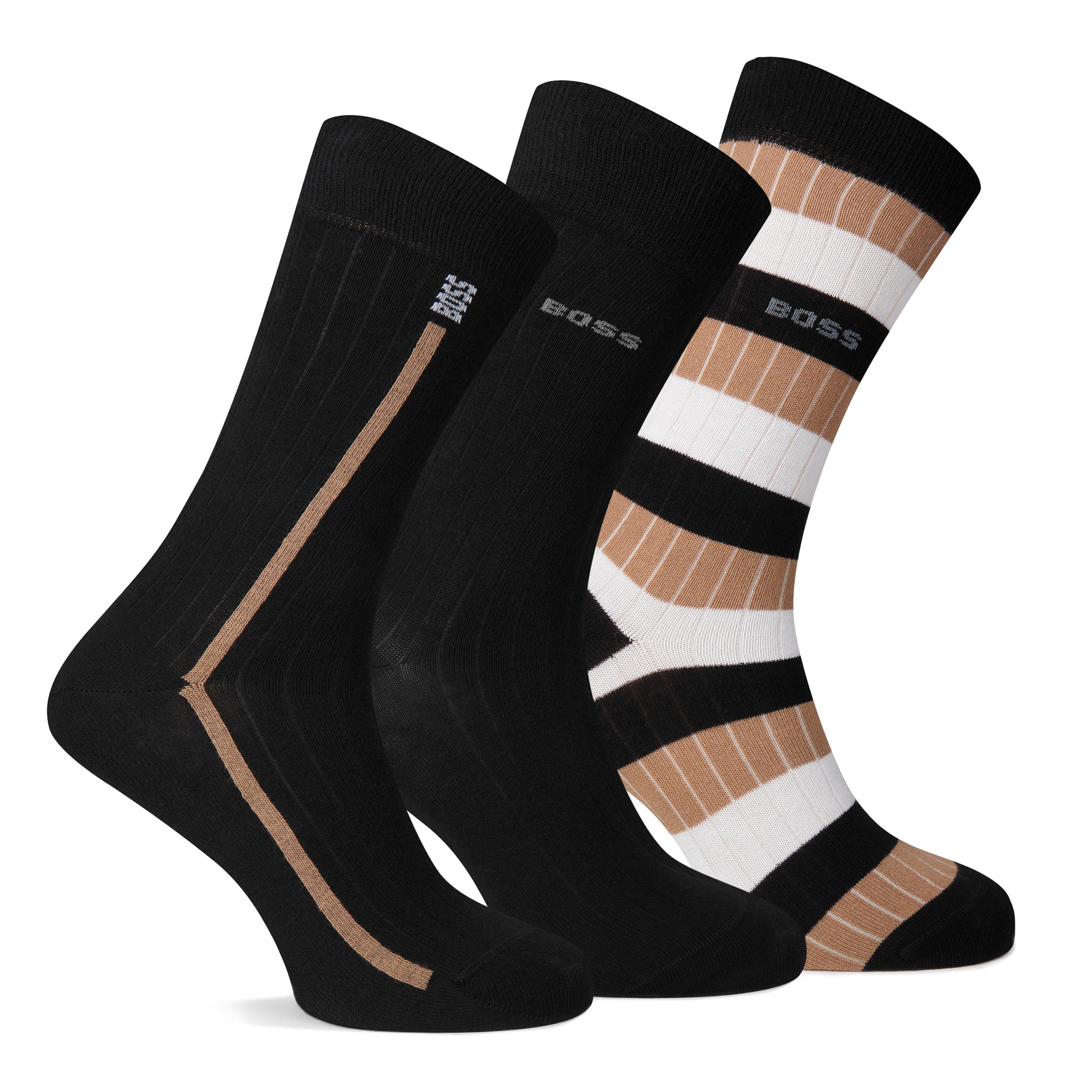 Zwart 001 - Boss - Men's Fine Rib Crew Socks - 1