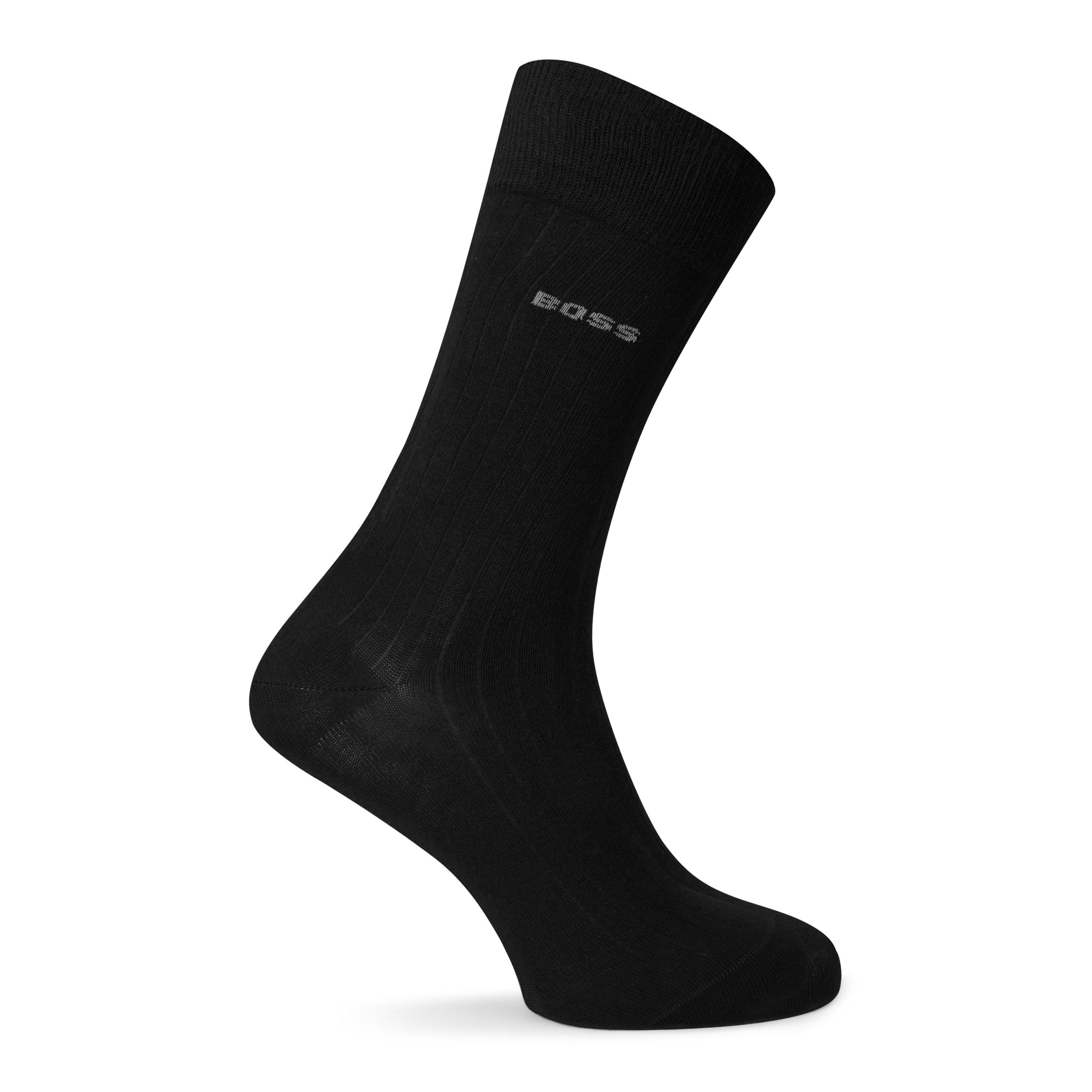 Black 001 - Boss - Men's Fine Rib Crew Socks - 3