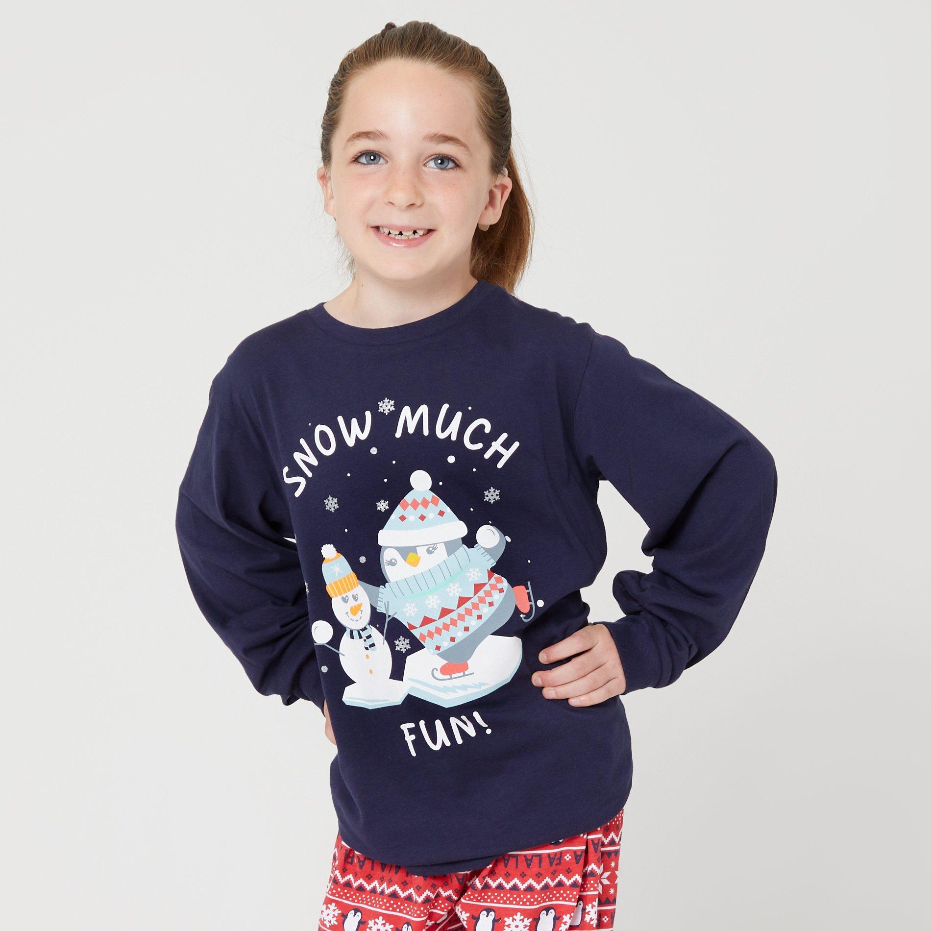 Marineblå/Rød - Linea - Family Christmas Penguin Pyjama Set - 4