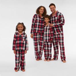 Linea Unisex Kids Family Christmas Check Flannel Pyjama Set