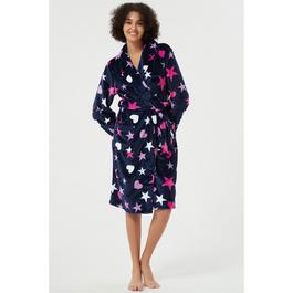 Linea Ladies Heart Star Fleece Dressing Gown