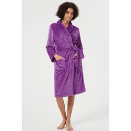 Linea Ladies Plain Fleece Dressing Gown