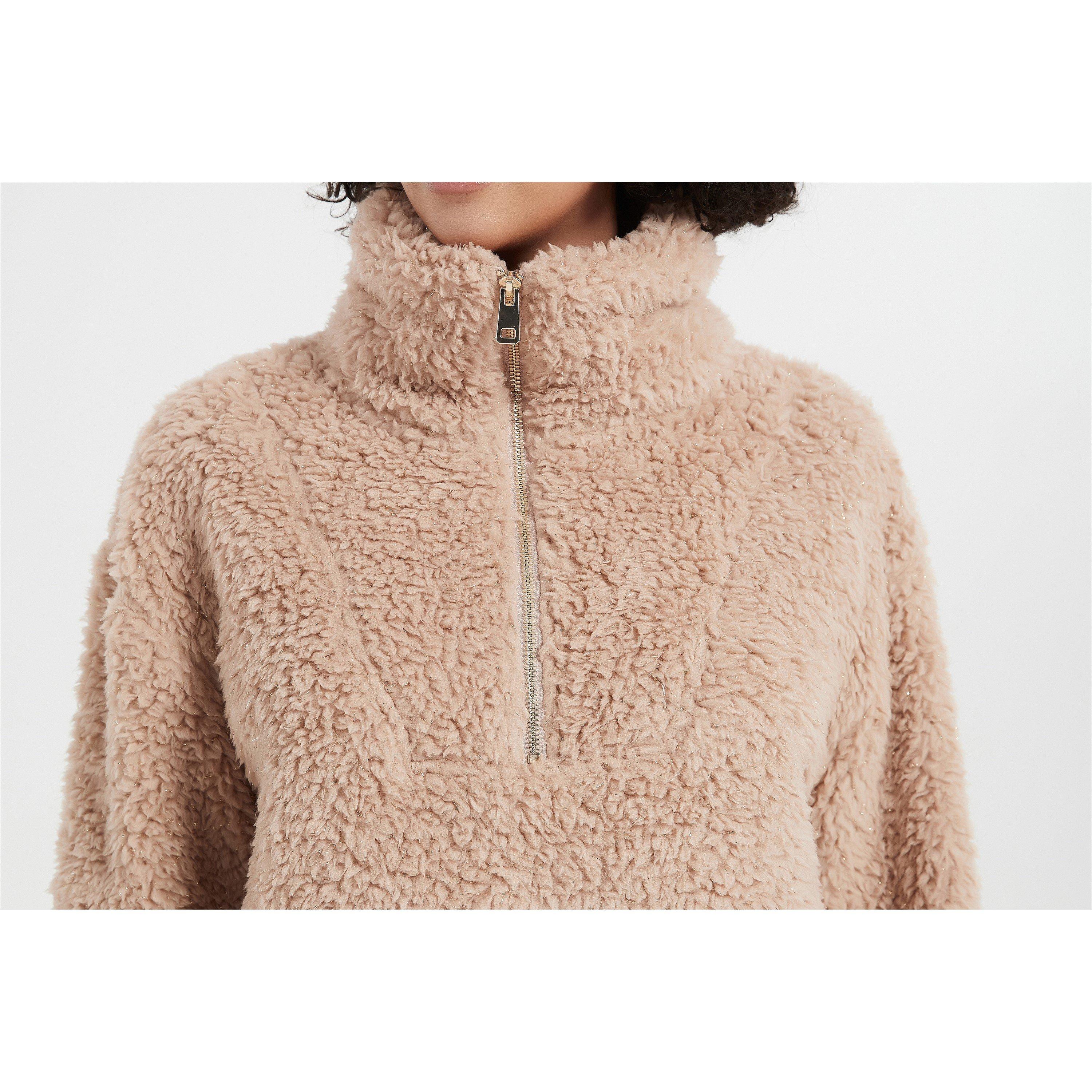Beige/Black - Linea - Ladies Animal Quarter Zip Lounge Set - 6