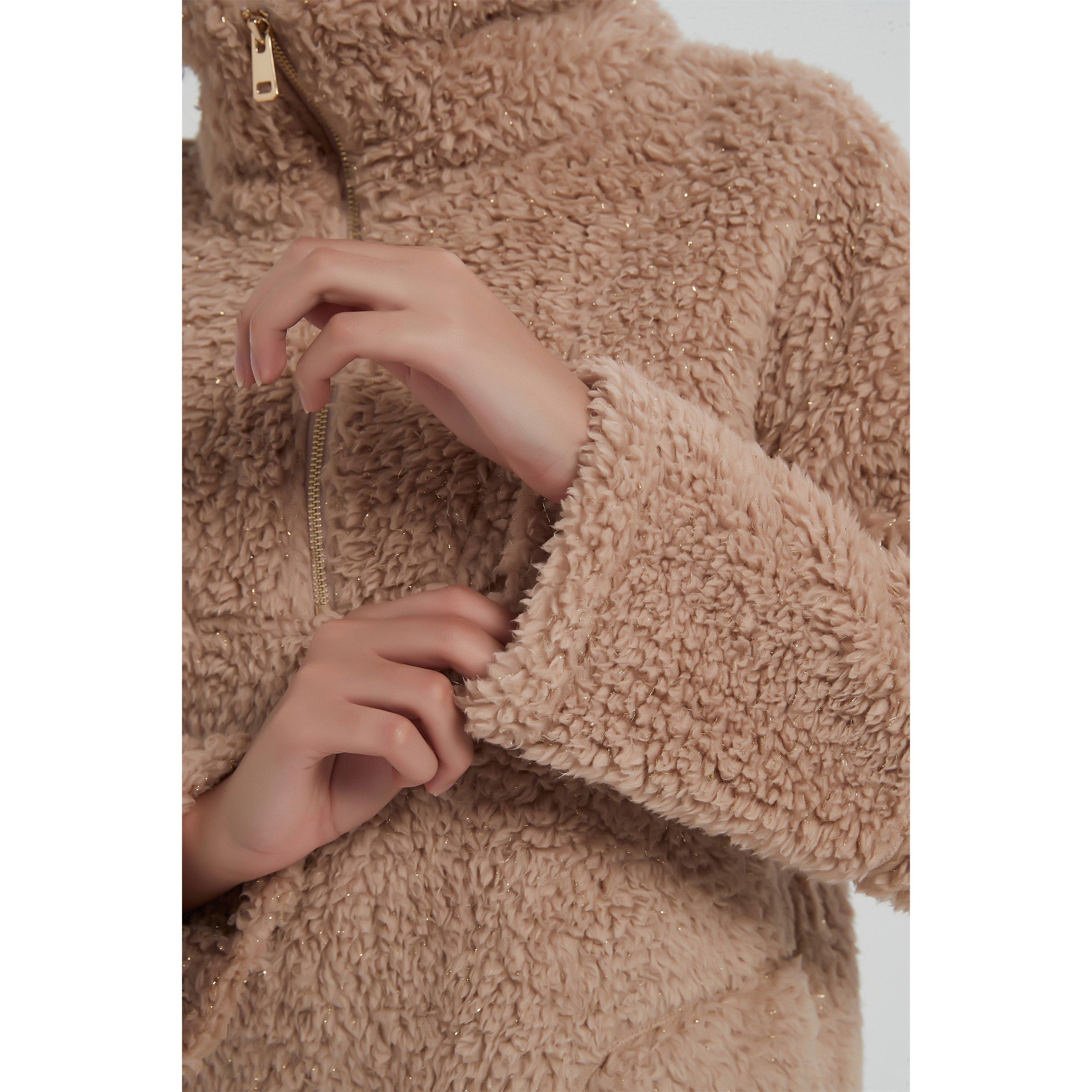 Beige/Black - Linea - Ladies Animal Quarter Zip Lounge Set - 7