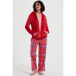 Linea Ladies 3 Piece Check Hooded Lounge Set