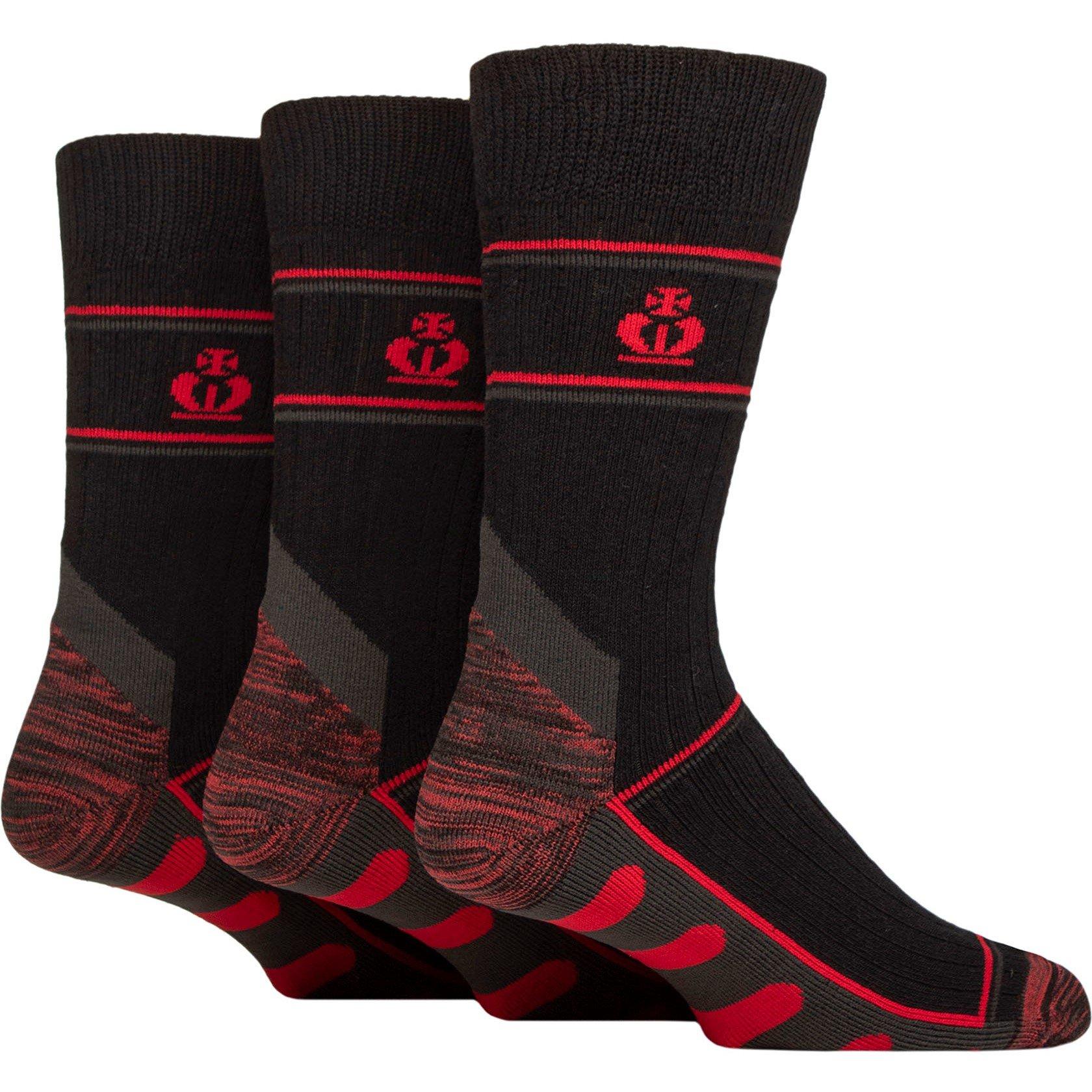 Black/Red - Jeff Banks - Men's 3 Pack Work Socks - 1