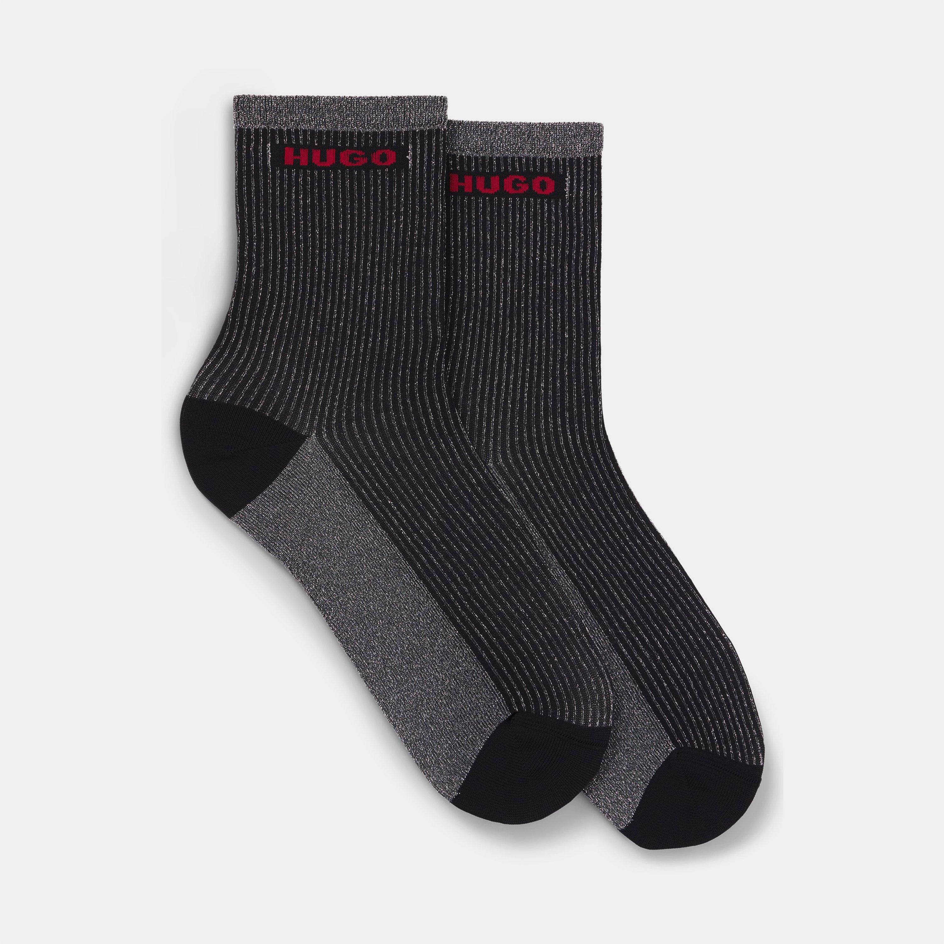 Black - Hugo - Women's 2-Pack Logo Detailed Crew Socks - 1