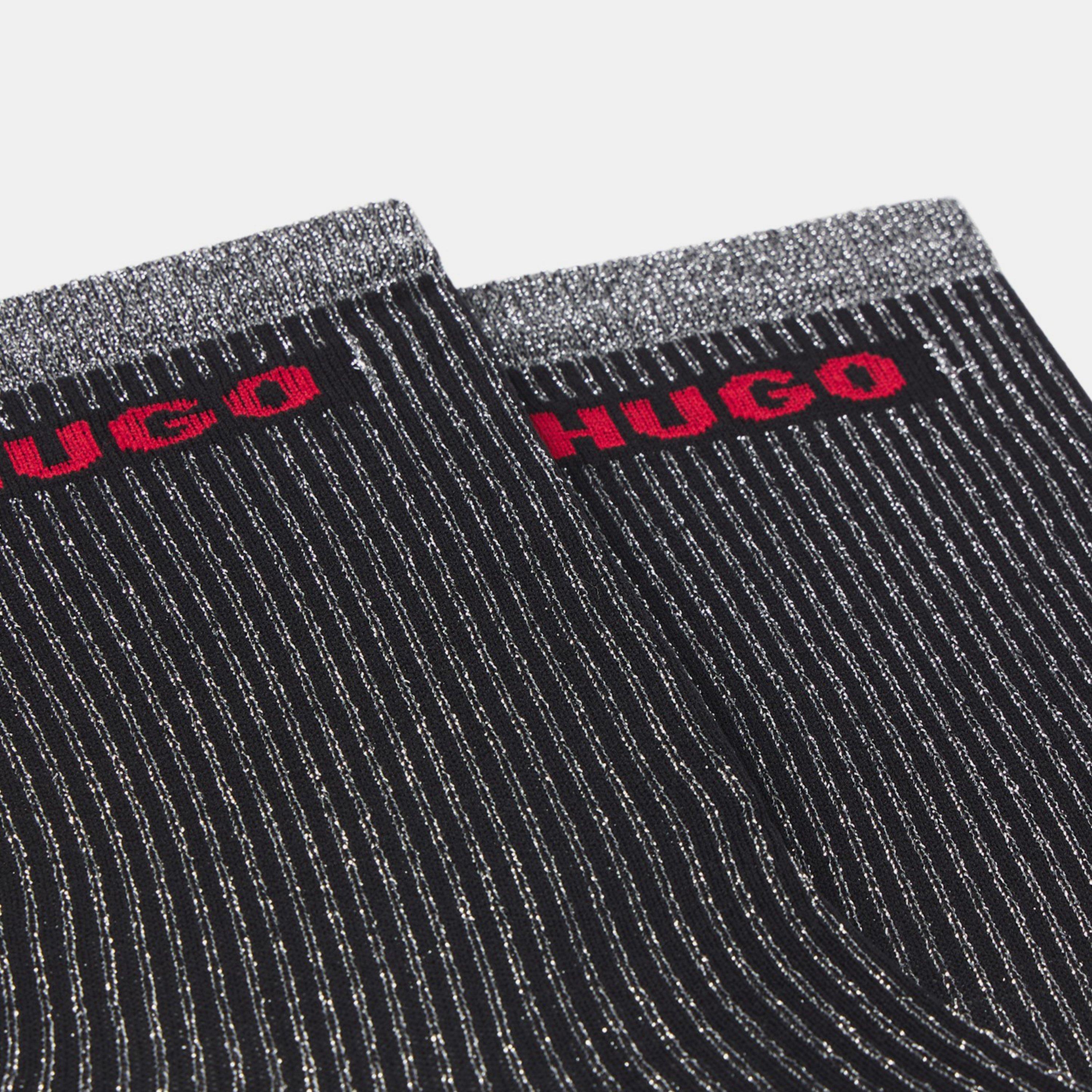 Black - Hugo - Women's 2-Pack Logo Detailed Crew Socks - 2