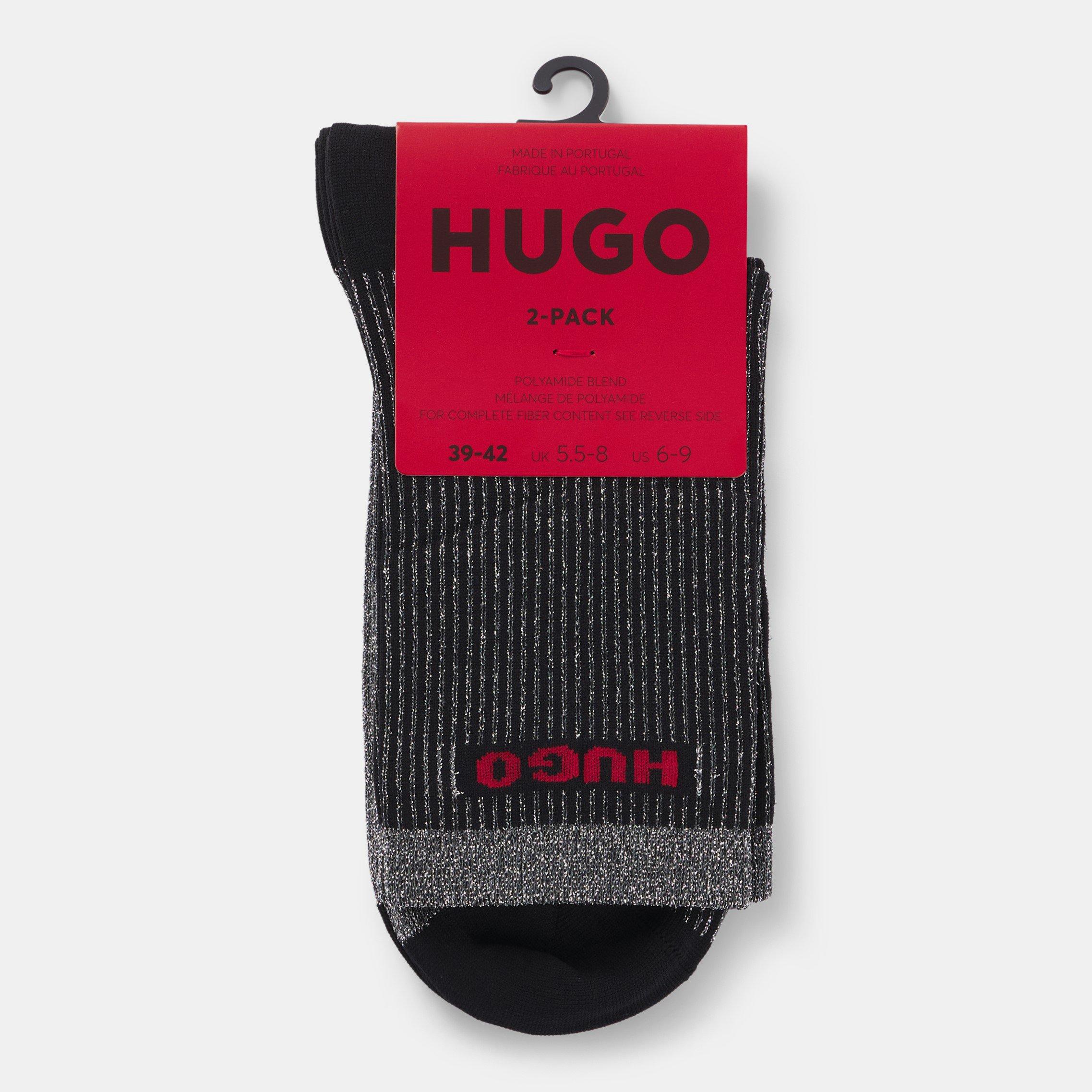 Black - Hugo - Women's 2-Pack Logo Detailed Crew Socks - 3