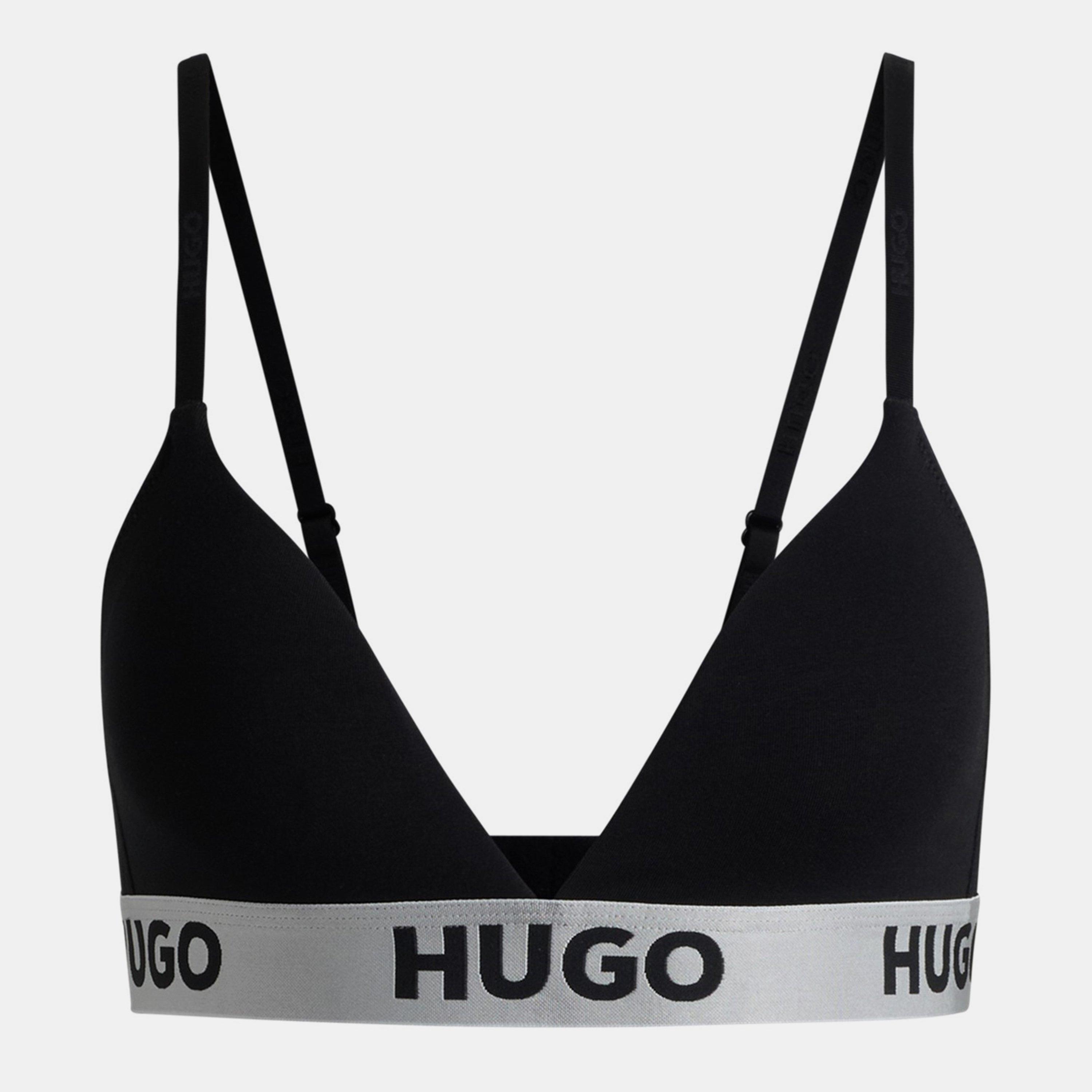 Black - Hugo - Women's Sporty Logo Non Wired Triangle Bralette - 1