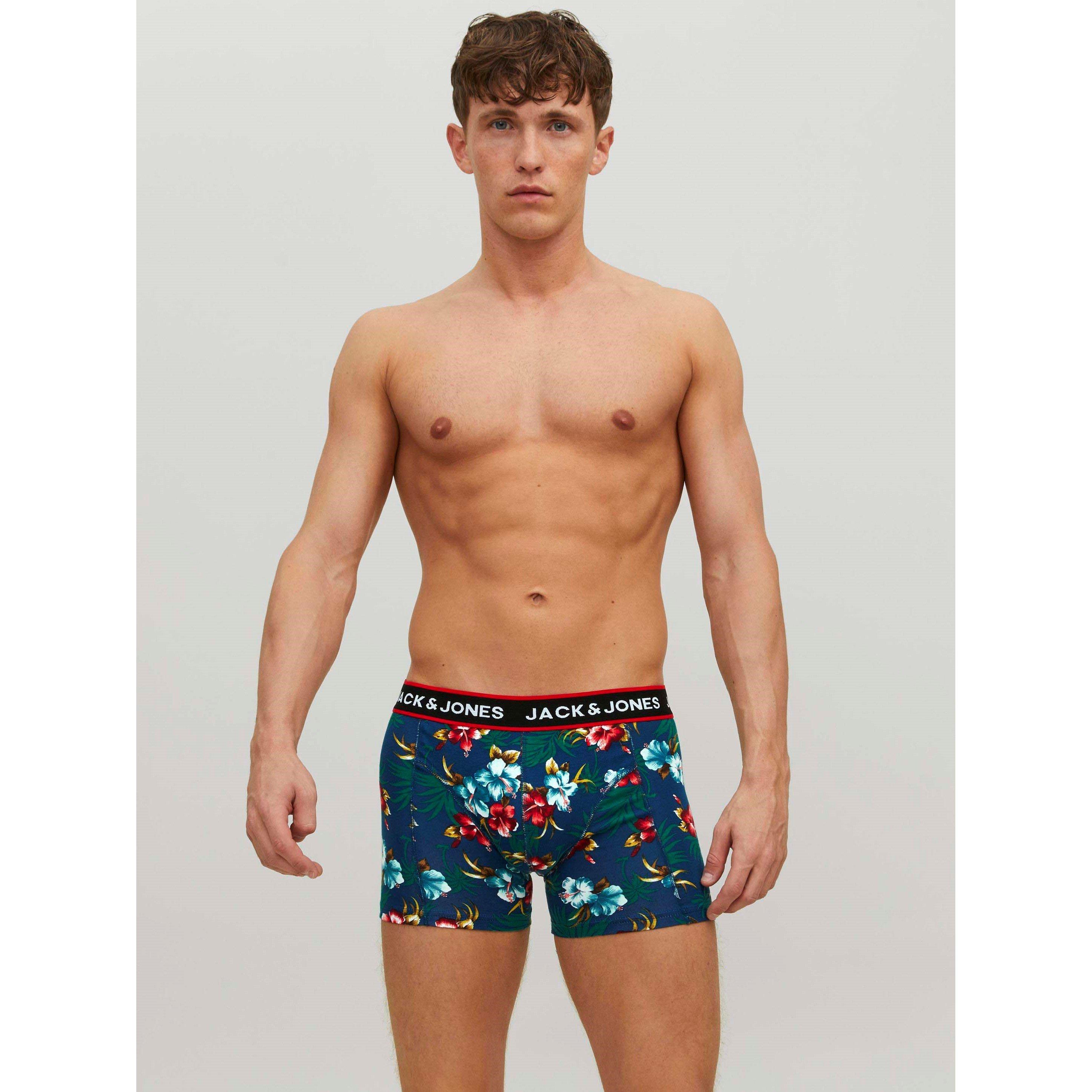 Black - Jack and Jones - Flower 3 Pack Boxer Trunk Mens - 3