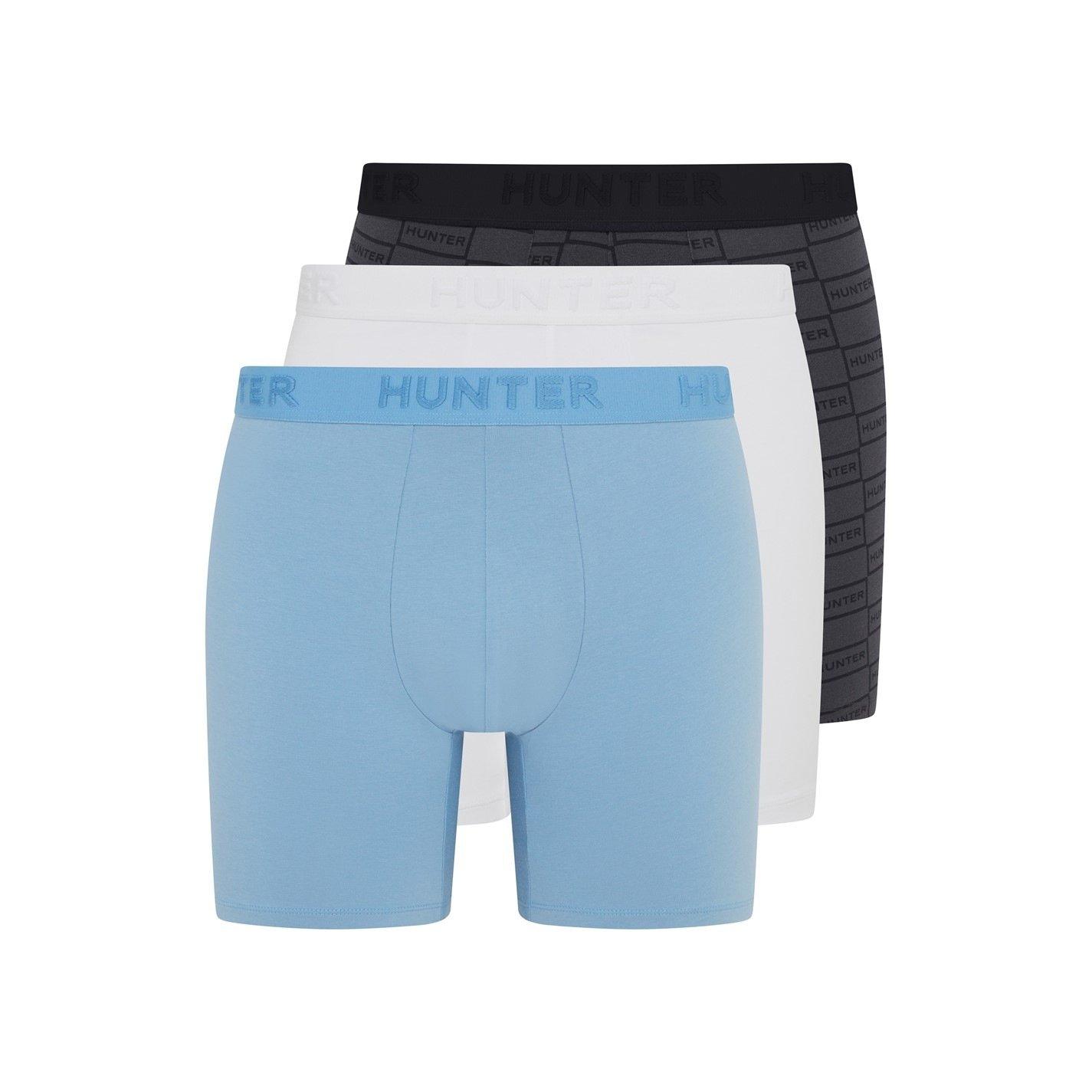 Hunter Men's 3 Pack Cotton Stretch Boxer Briefs - Mount/White/Sky - 2X Large