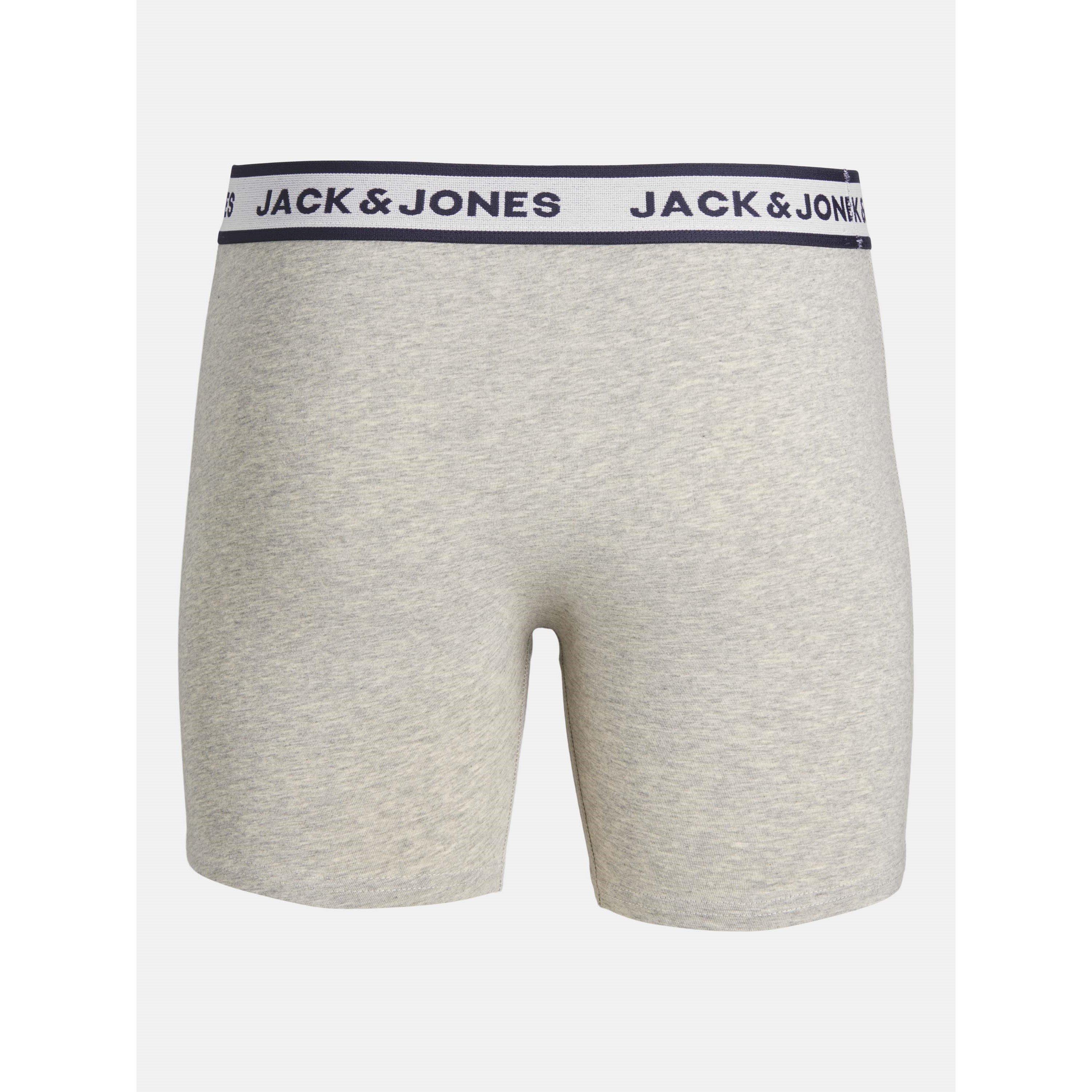 Lt Grey Melange - Jack and Jones - Jack 3-pack Solid Boxer Briefs Plus Size Mens - 2