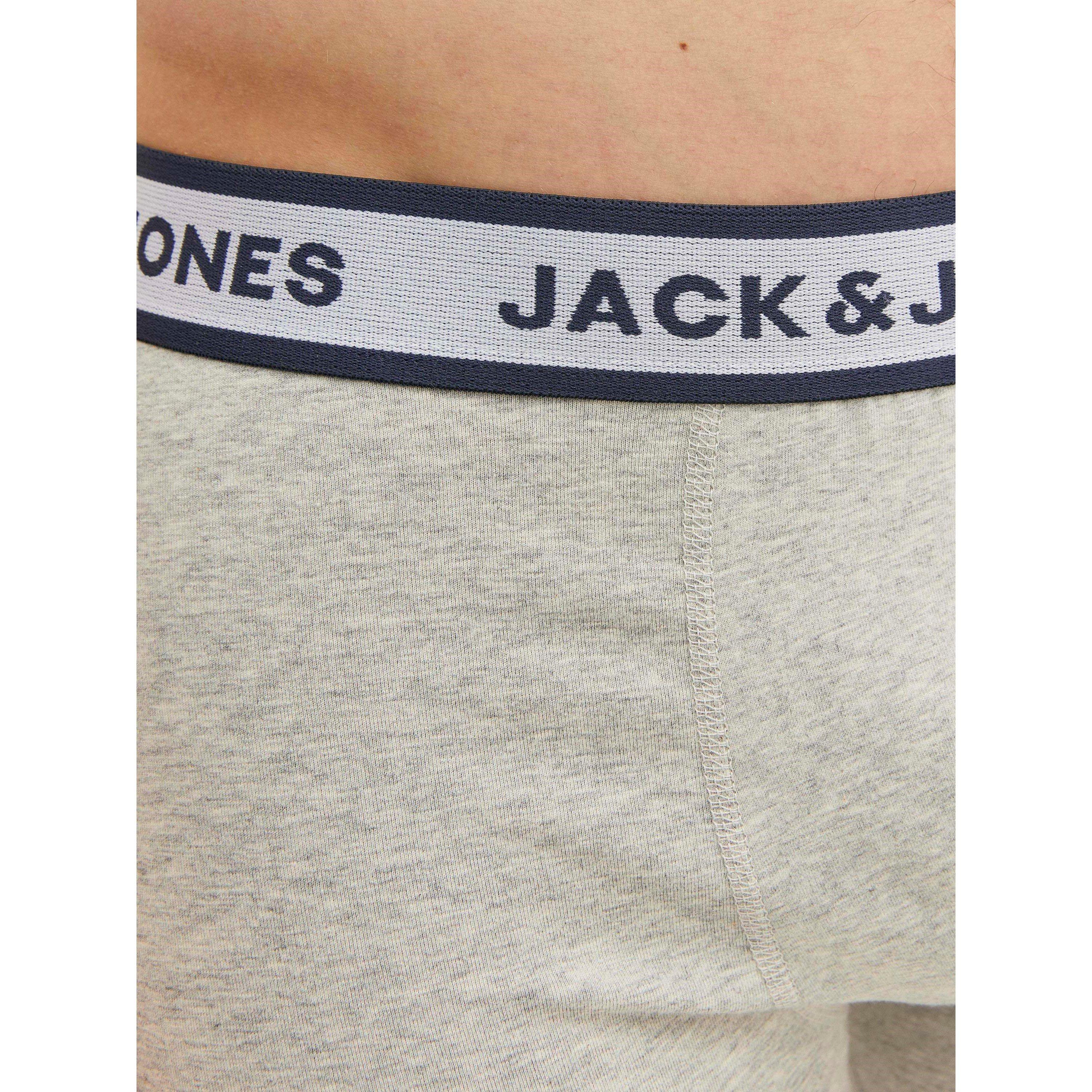 Lt Grey Melange - Jack and Jones - Jack 3-pack Solid Boxer Briefs Plus Size Mens - 3