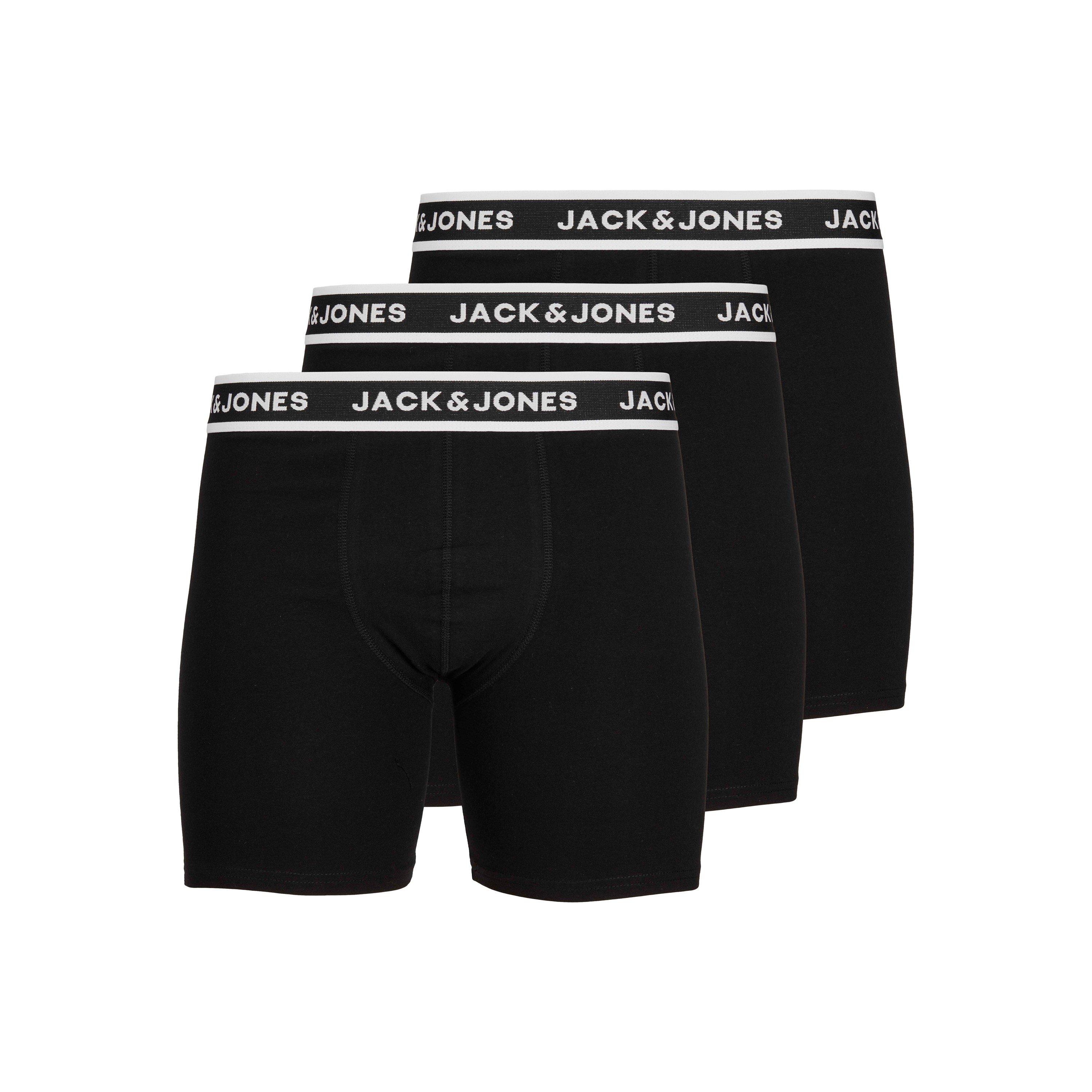 Preto - Jack and Jones - Jack 3-pack Solid Boxer Briefs Plus Size Mens - 1