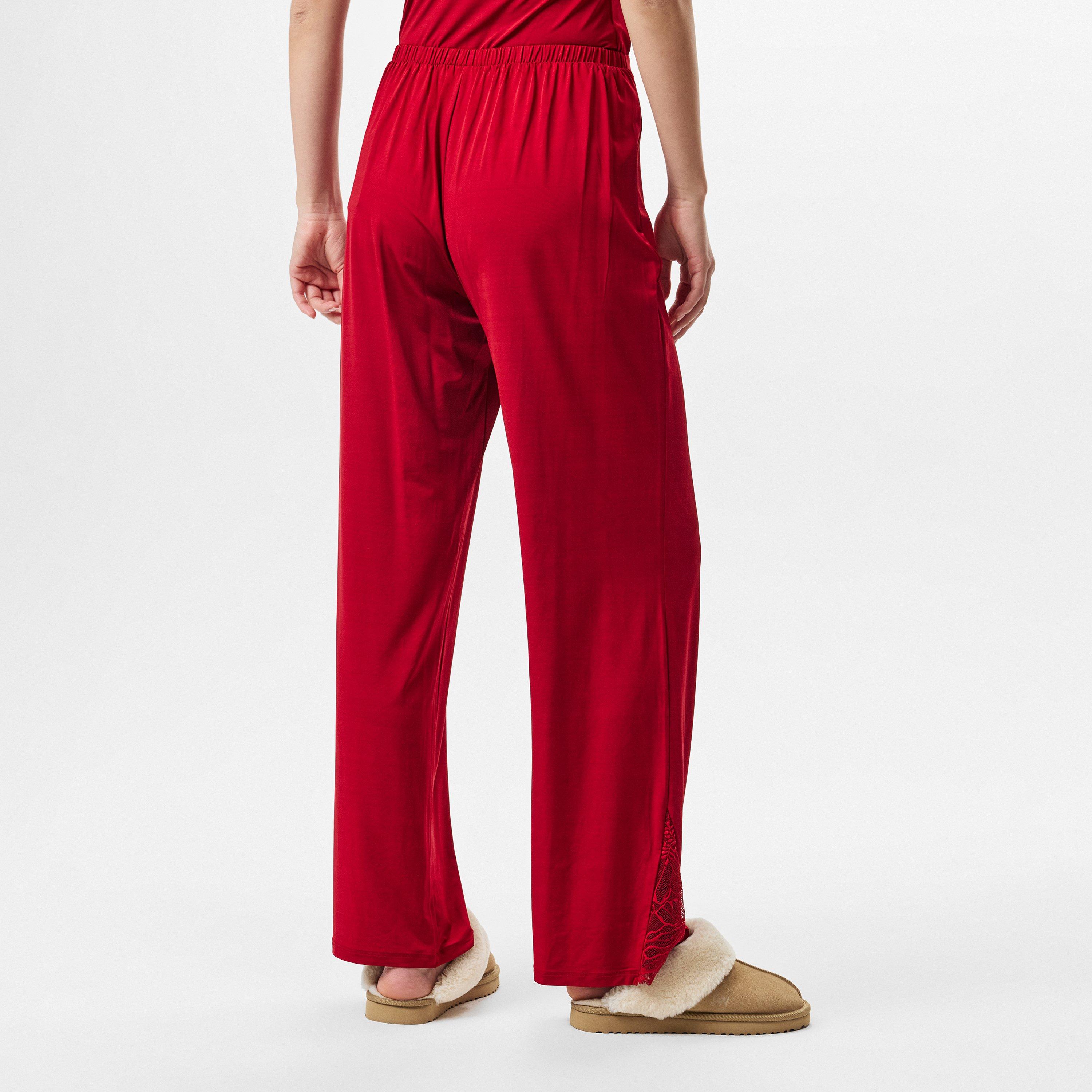 Dark Red - Boss - Women's BW Bianca WL Trousers with Lace Insert, Pyjama Trousers - 4