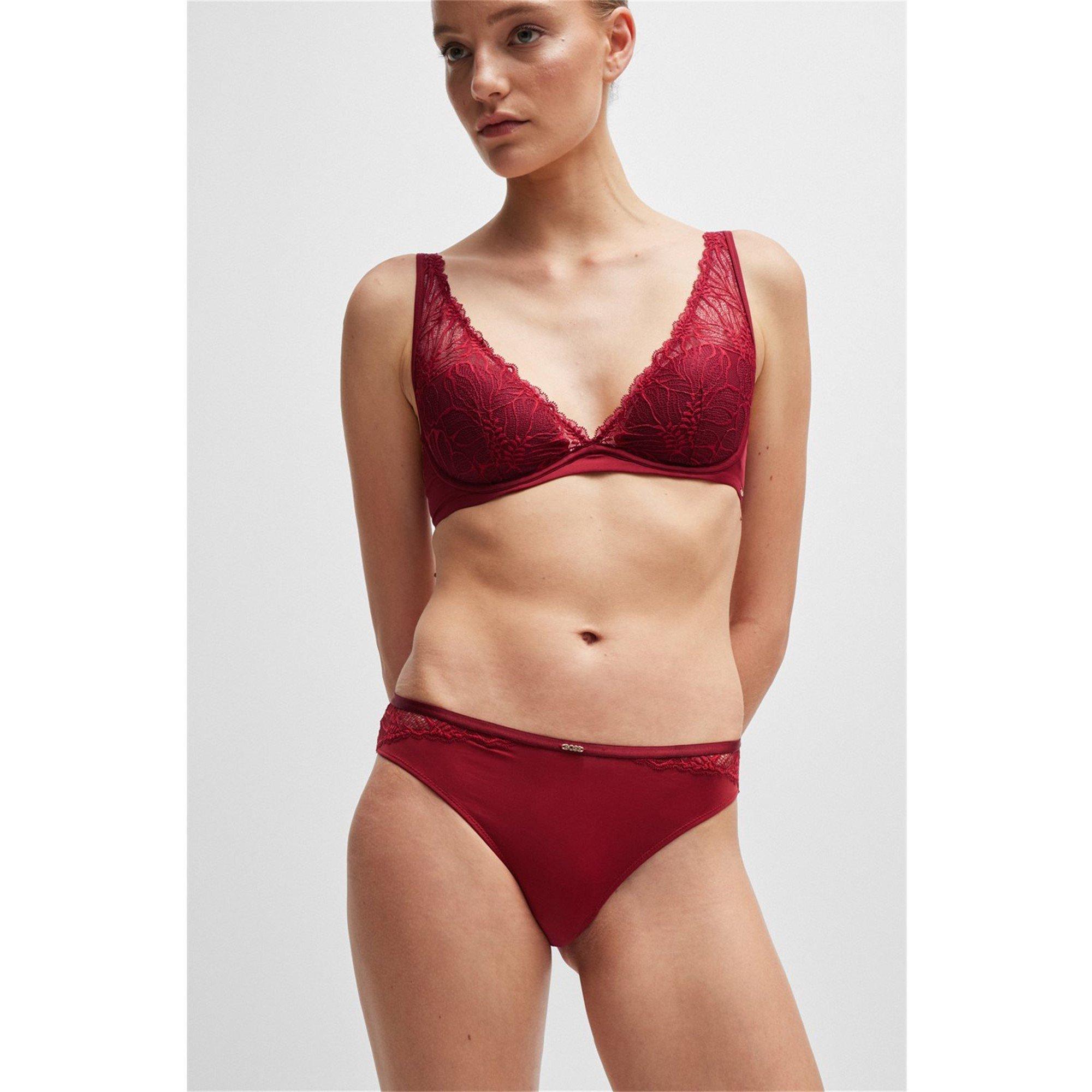 Medium Red - Boss - Women's Stretch Lace Maxi Full Brief - 2