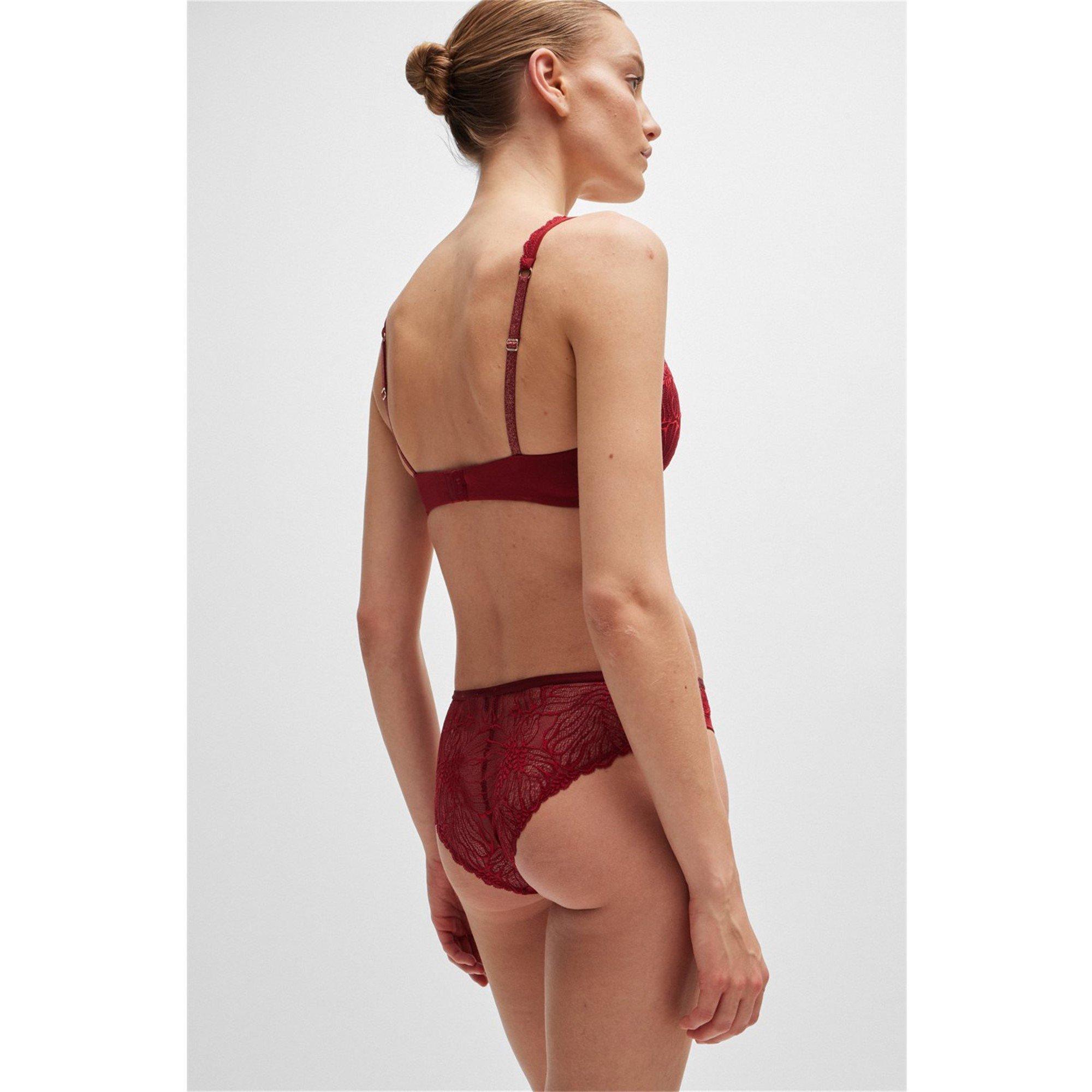 Medium Red - Boss - Women's Stretch Lace Maxi Full Brief - 3