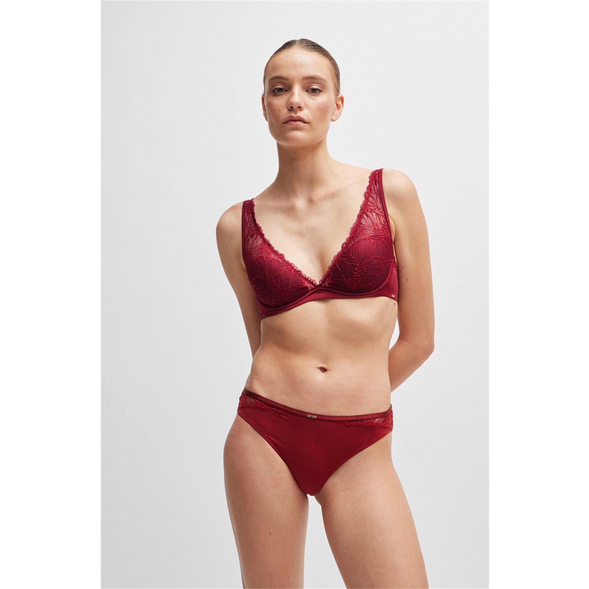Medium Red - Boss - Women's Stretch Lace Maxi Full Brief - 4