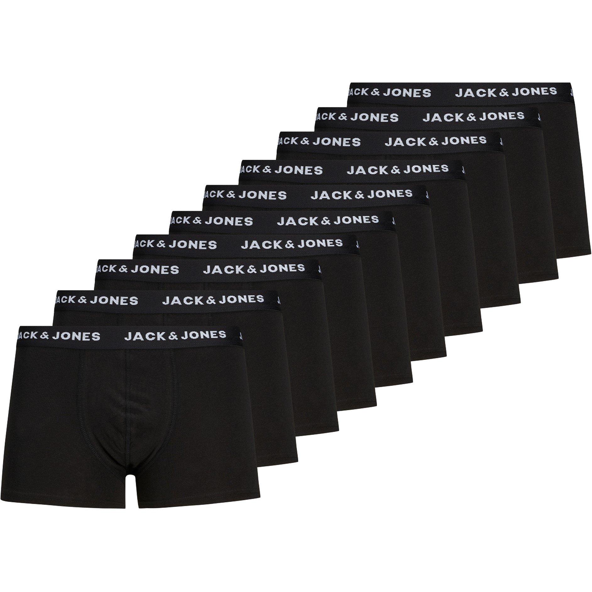 Jack And Jones Men's Solid 10-Pack Boxer Trunks - Black - 2X Large