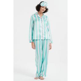 Linea Ladies Stripe Satin Pyjama and Eye Mask Set