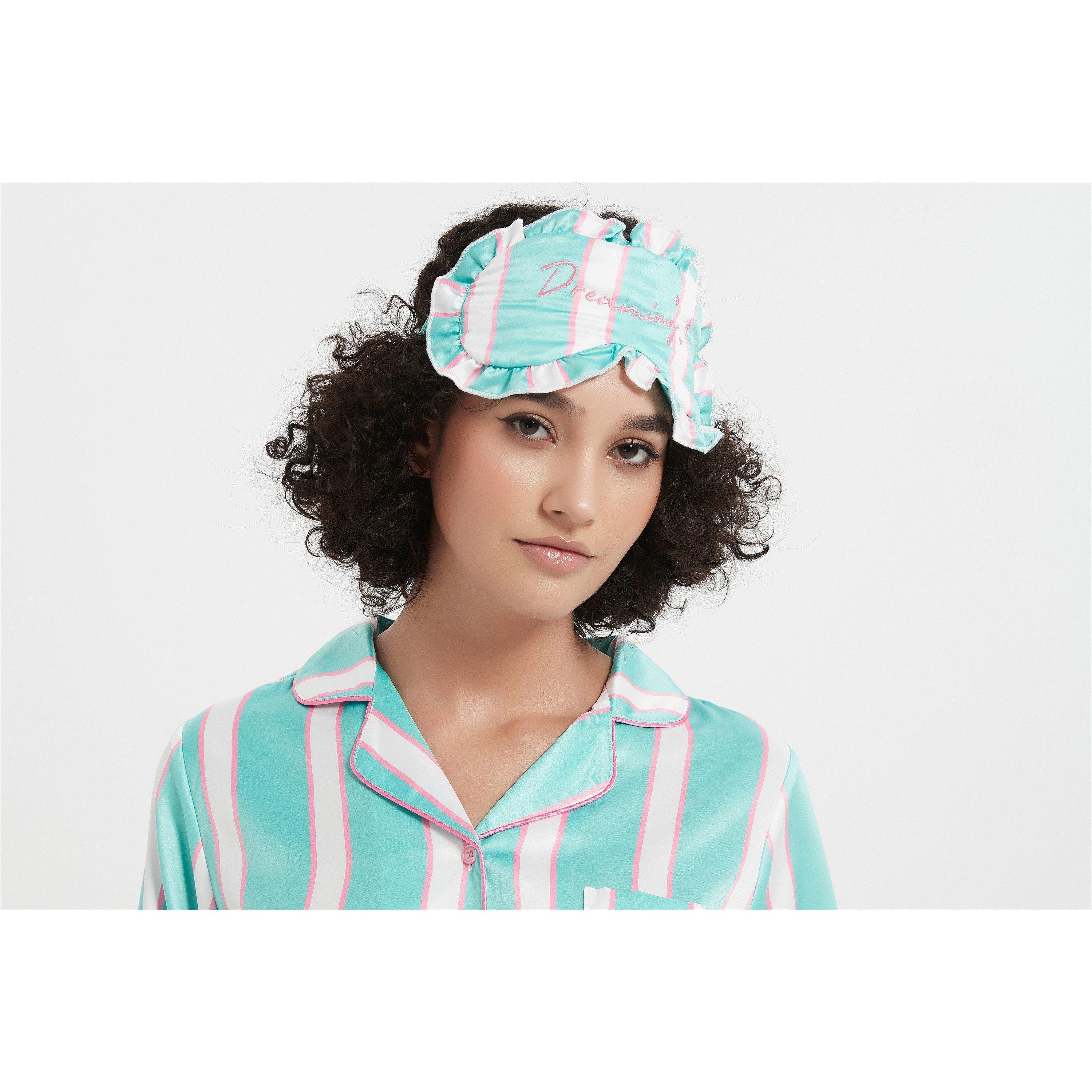 Verde/Rosa - Linea - Stripe Satin Long-Sleeve Pyjama Set - 5