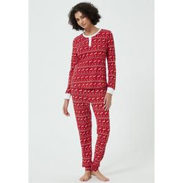 Linea Ladies Waffle Fairisle Pyjama Set