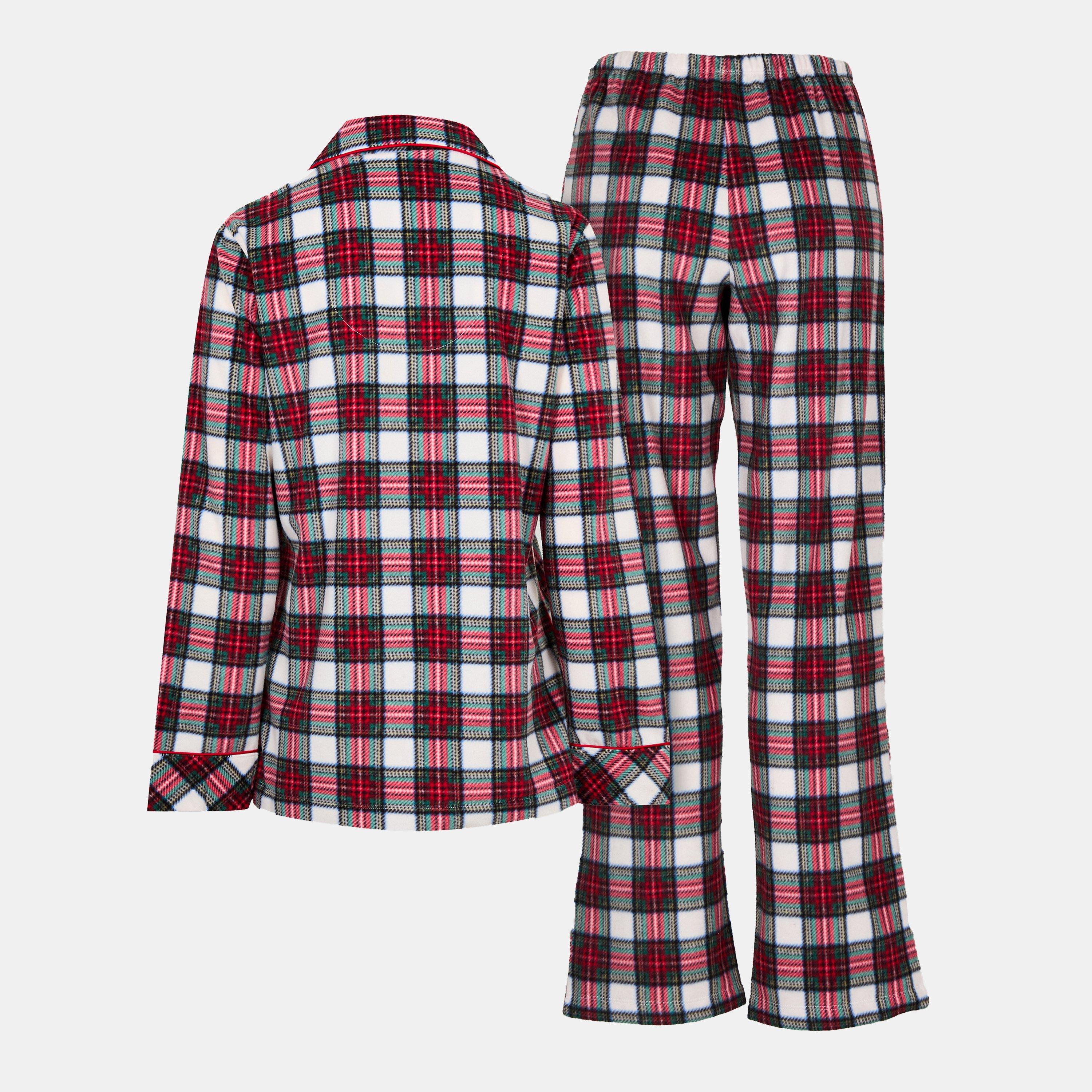 Ivory Plaid - Lauren by Ralph Lauren - Women's Fleece Long Sleeve Pyjama Sets - 2