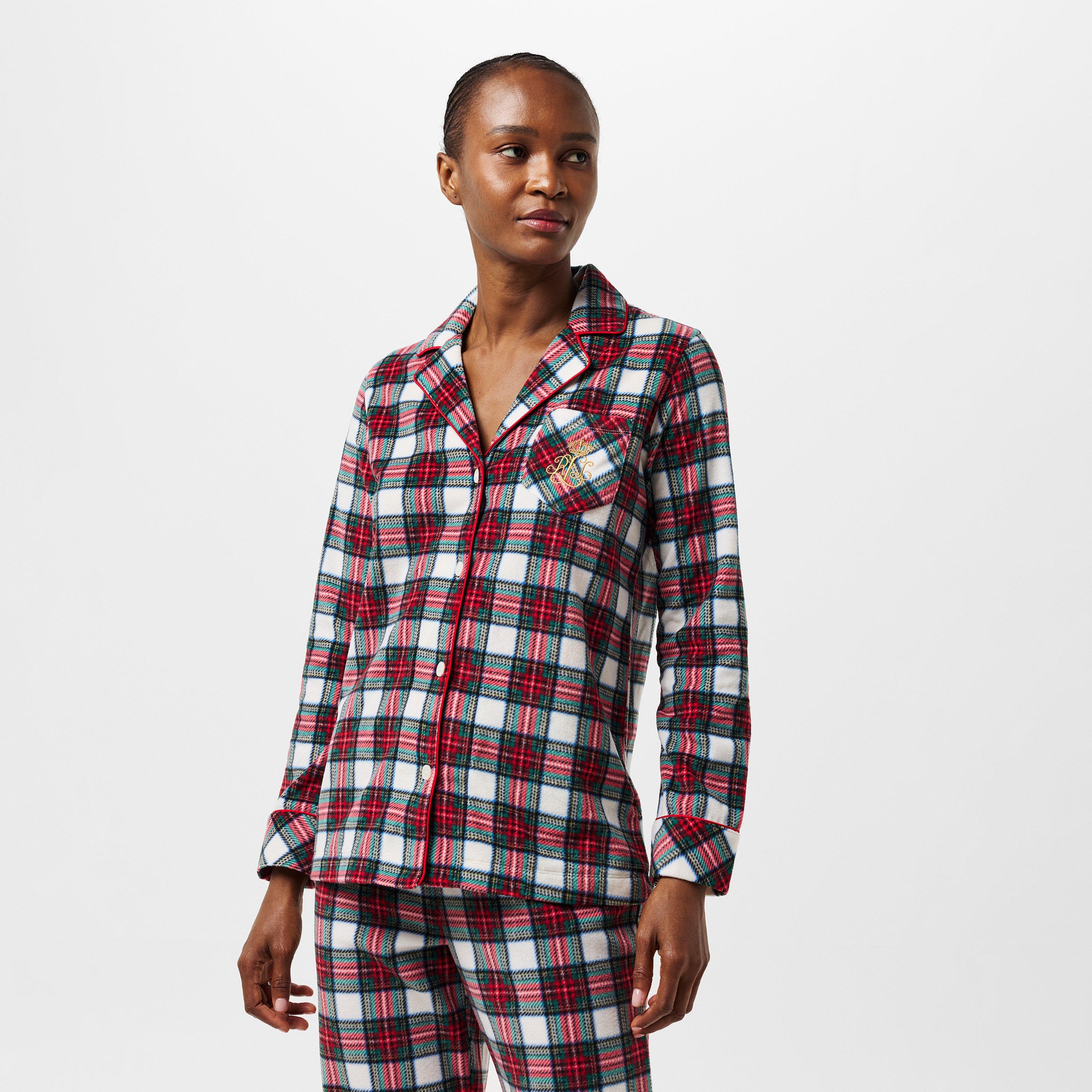 Ivory Plaid - Lauren by Ralph Lauren - Women's Fleece Long Sleeve Pyjama Sets - 3