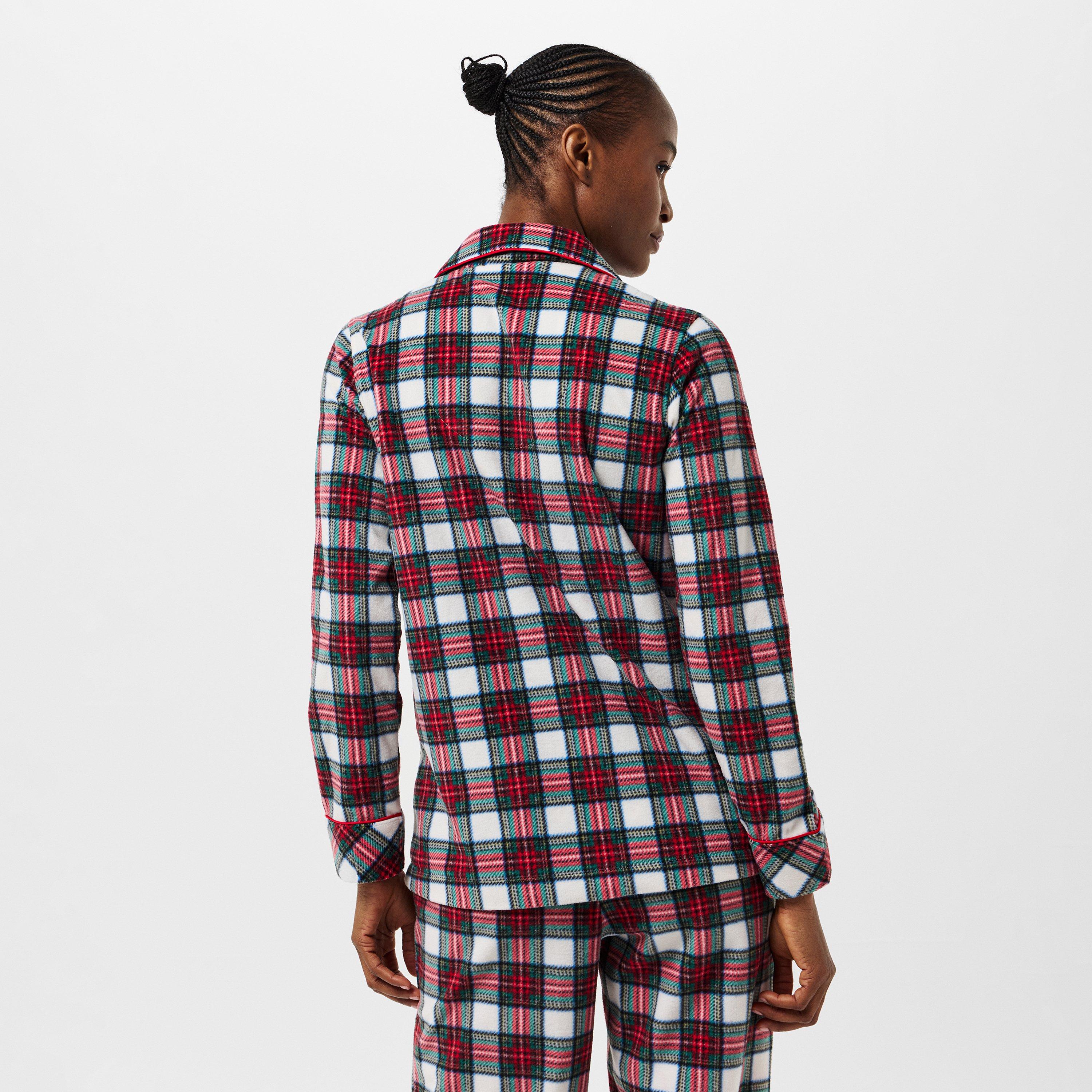Ivory Plaid - Lauren by Ralph Lauren - Women's Fleece Long Sleeve Pyjama Sets - 4