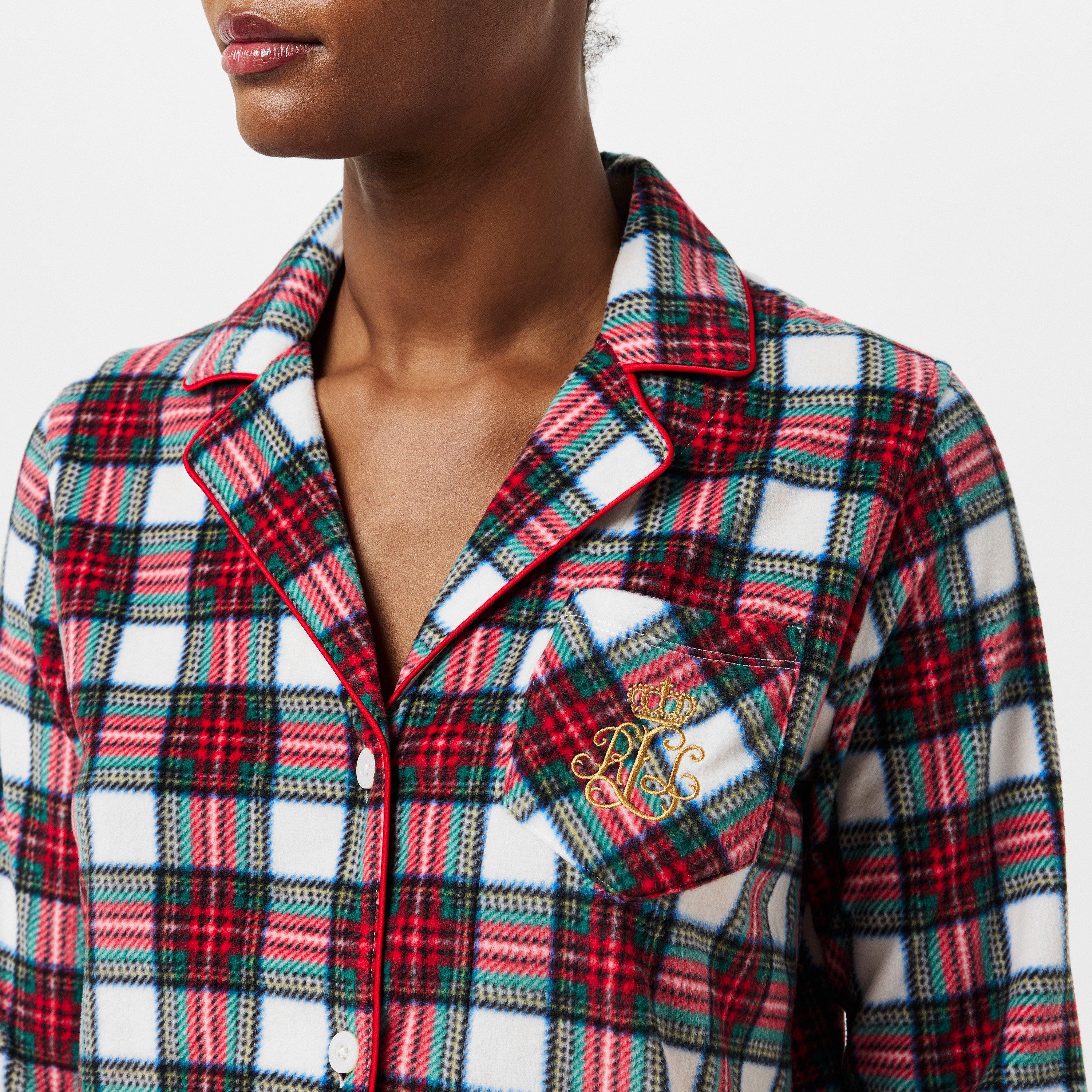 Ivory Plaid - Lauren by Ralph Lauren - Women's Fleece Long Sleeve Pyjama Sets - 5