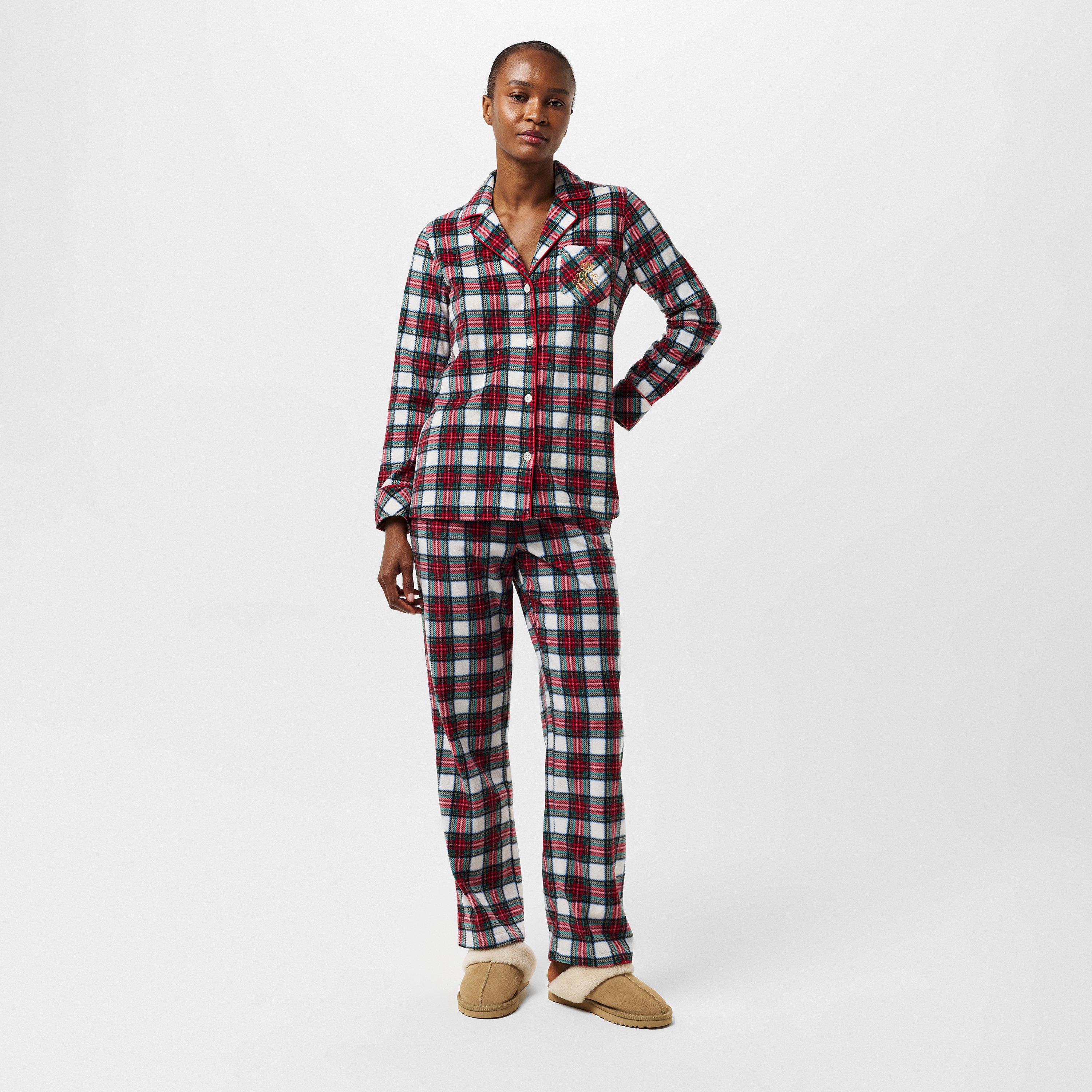 Ivory Plaid - Lauren by Ralph Lauren - Women's Fleece Long Sleeve Pyjama Sets - 6