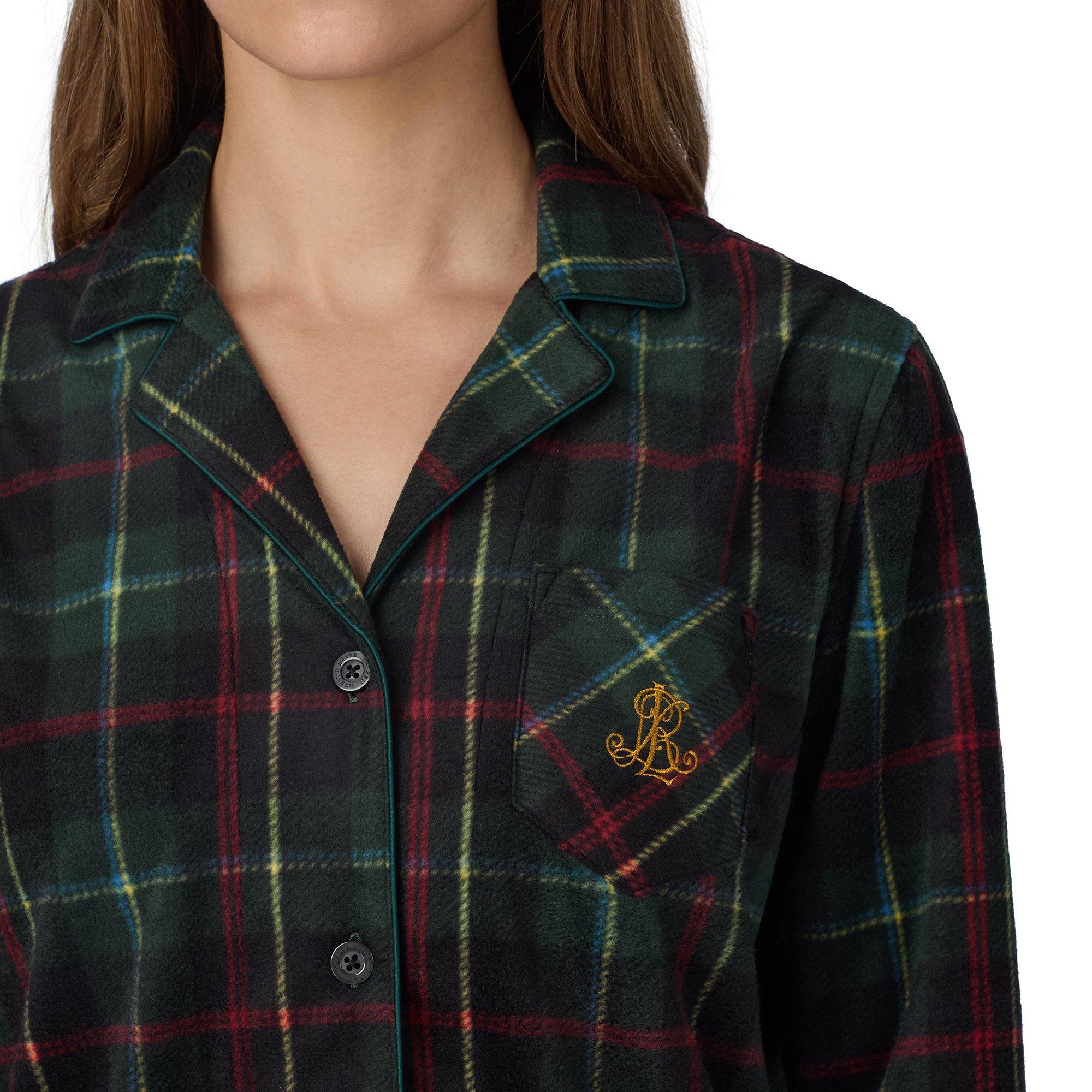 Green Plaid - Lauren by Ralph Lauren - Women's Fleece Long Sleeve Pyjama Sets - 3