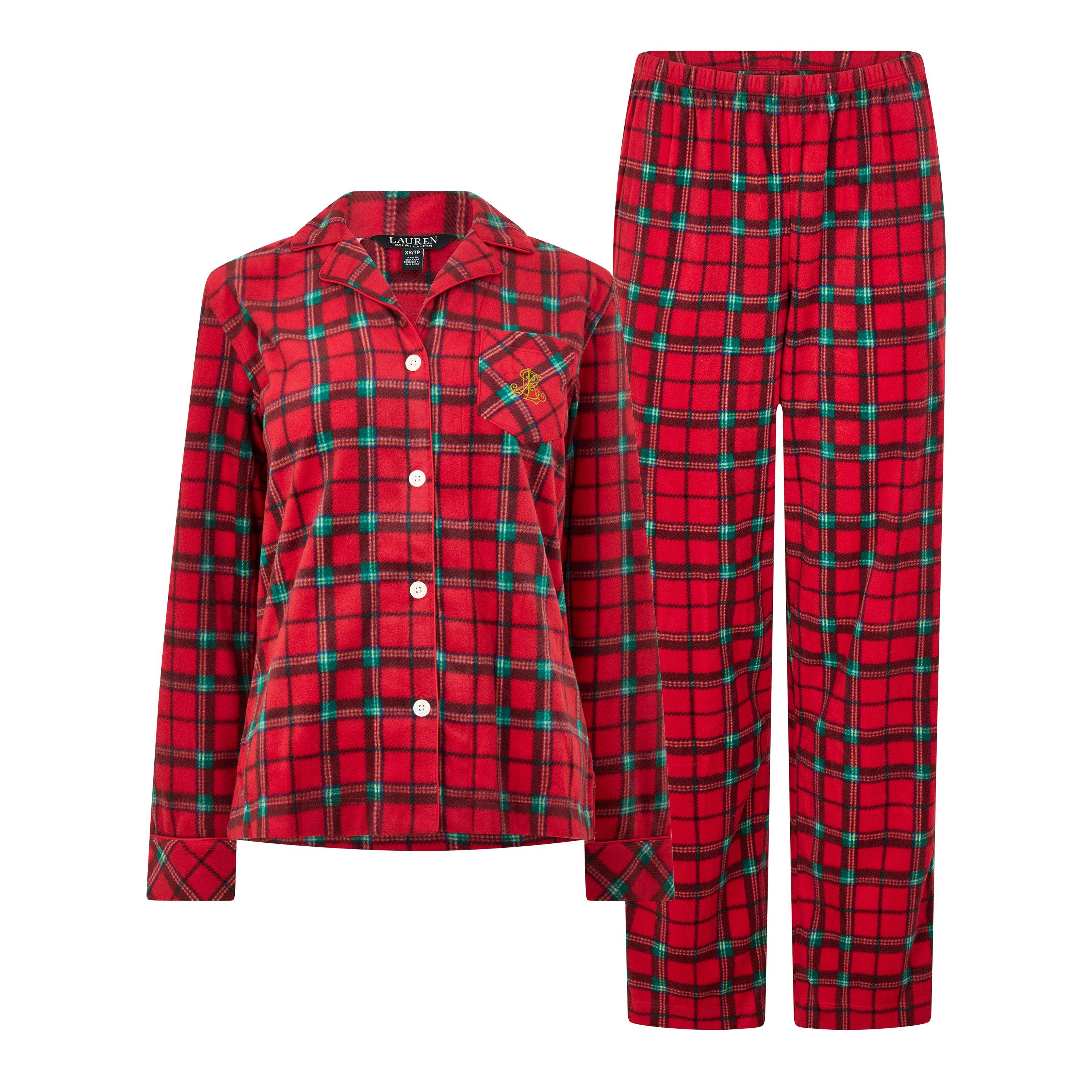 Redplaid - Lauren by Ralph Lauren - Women's Fleece Long Sleeve Pyjama Sets - 1