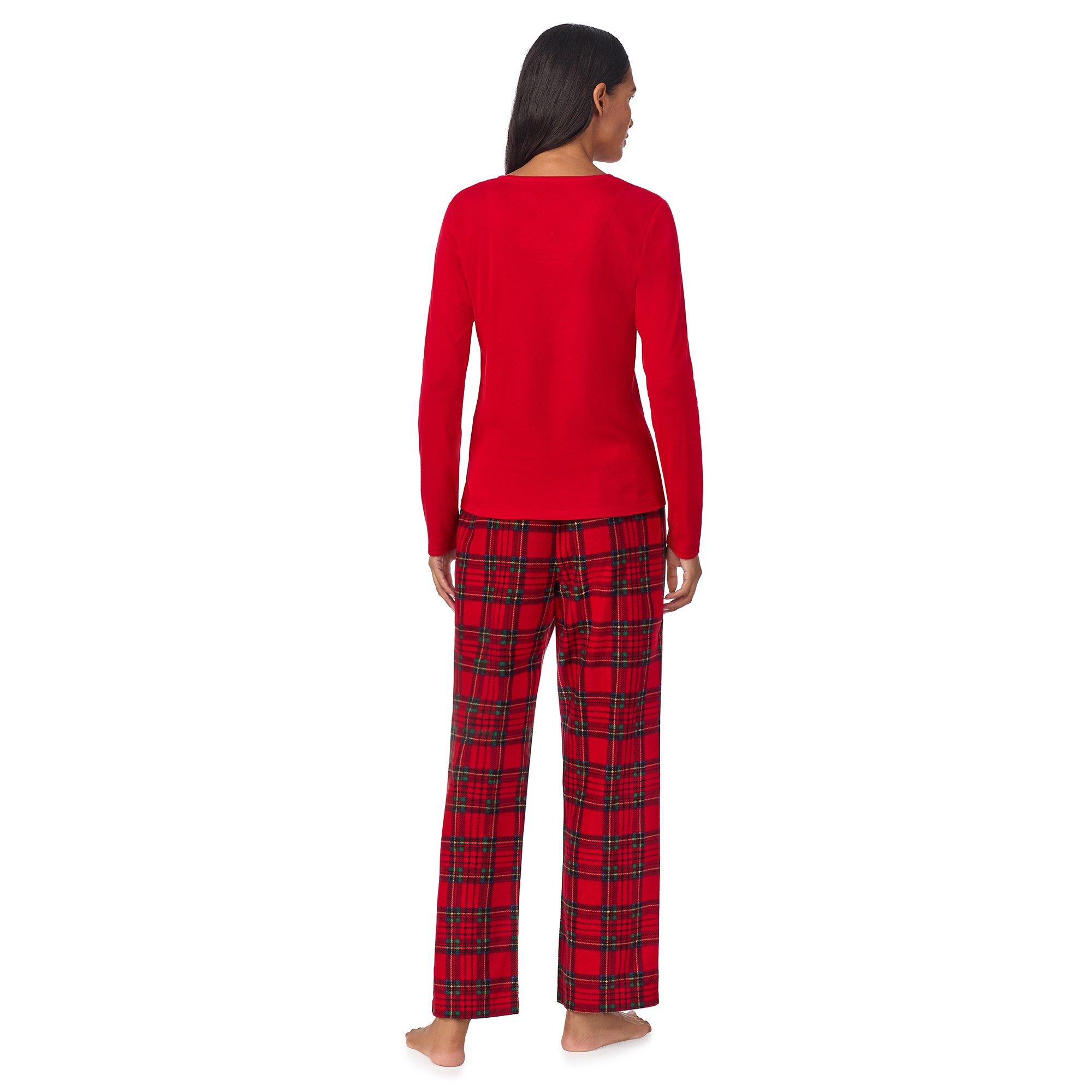 Red Plaid - Lauren by Ralph Lauren - Women's Logo Fleece Long Sleeve Pyjama Sets - 2